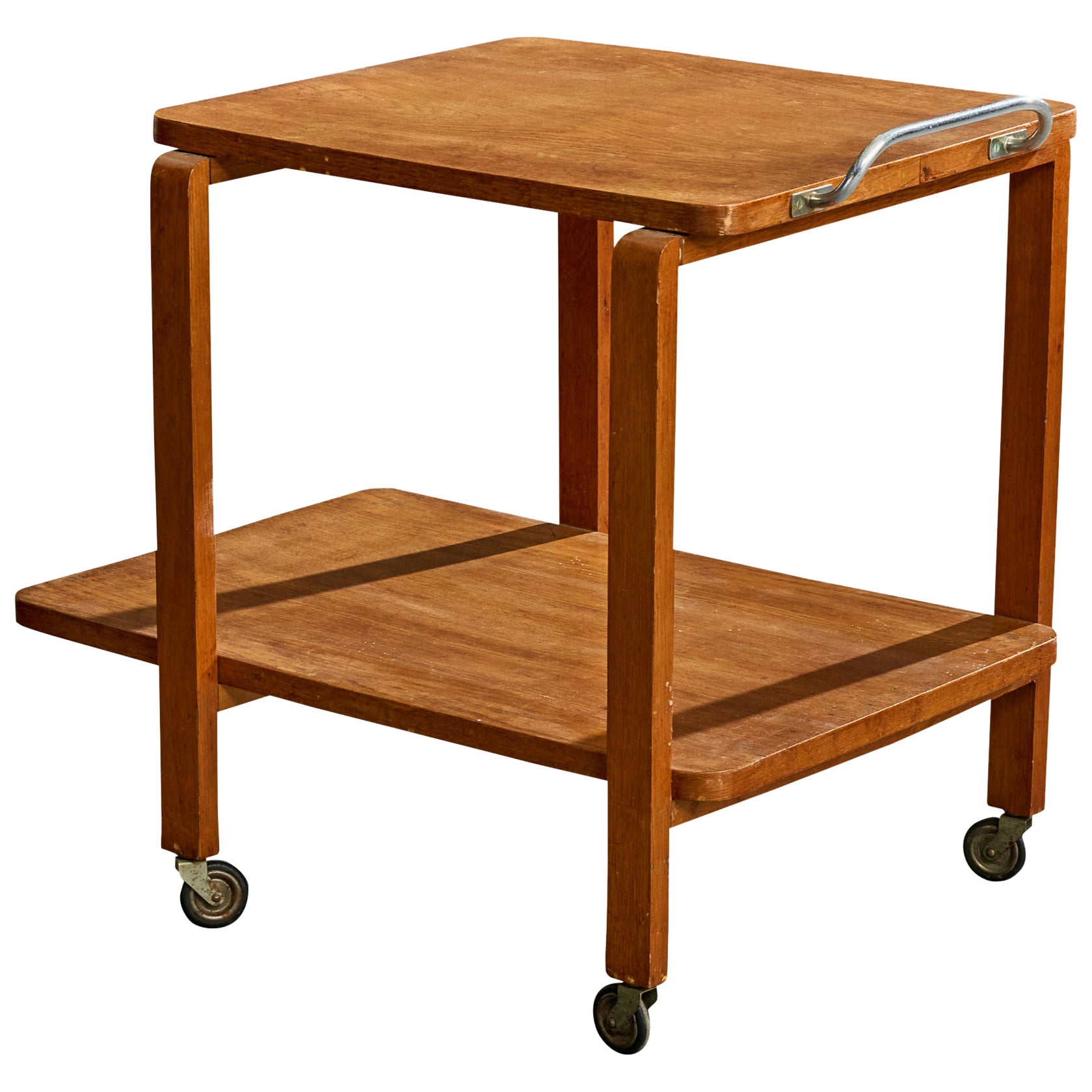 Swedish Designer, Serving Cart, Oak, Metal, Sweden, 1930s For Sale