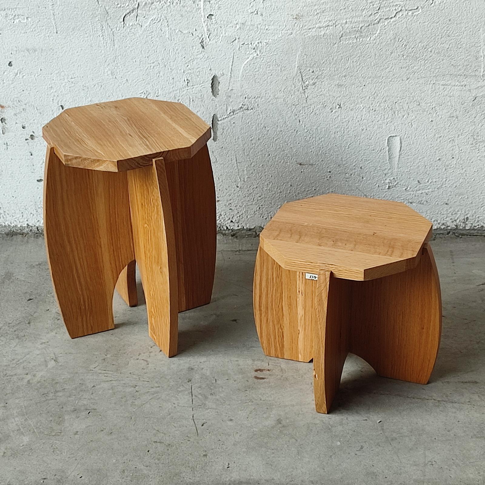 Swedish Designer, Set of Two Stools, Pine, Sweden, 1970s In Good Condition In Bochum, NRW