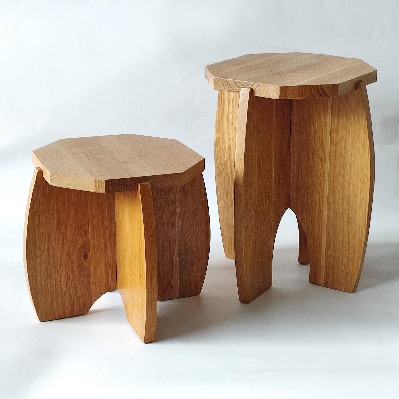 Late 20th Century Swedish Designer, Set of Two Stools, Pine, Sweden, 1970s