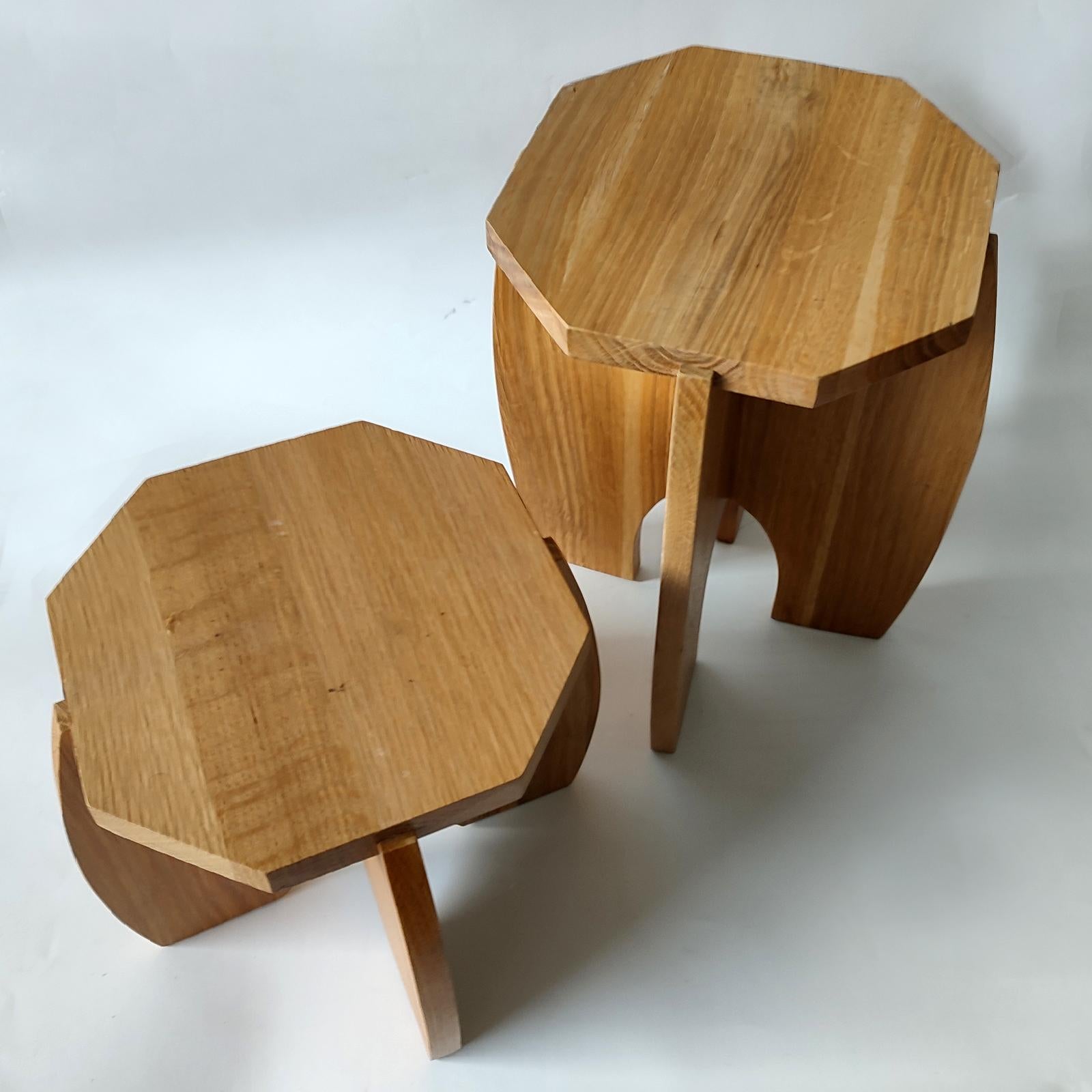 Swedish Designer, Set of Two Stools, Pine, Sweden, 1970s 1