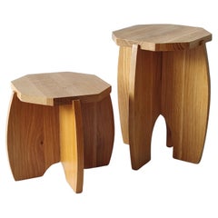 Swedish Designer, Set of Two Stools, Pine, Sweden, 1970s