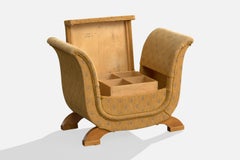 Swedish Designer, Sewing Stool, Fabric, Wood, Sweden, 1930s