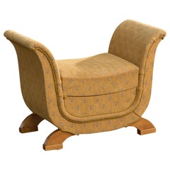 Swedish Designer, Sewing Stool, Fabric, Wood, Sweden, 1930s