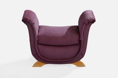 Swedish Designer, Sewing Stool, Velvet, Wood, Sweden, 1940s