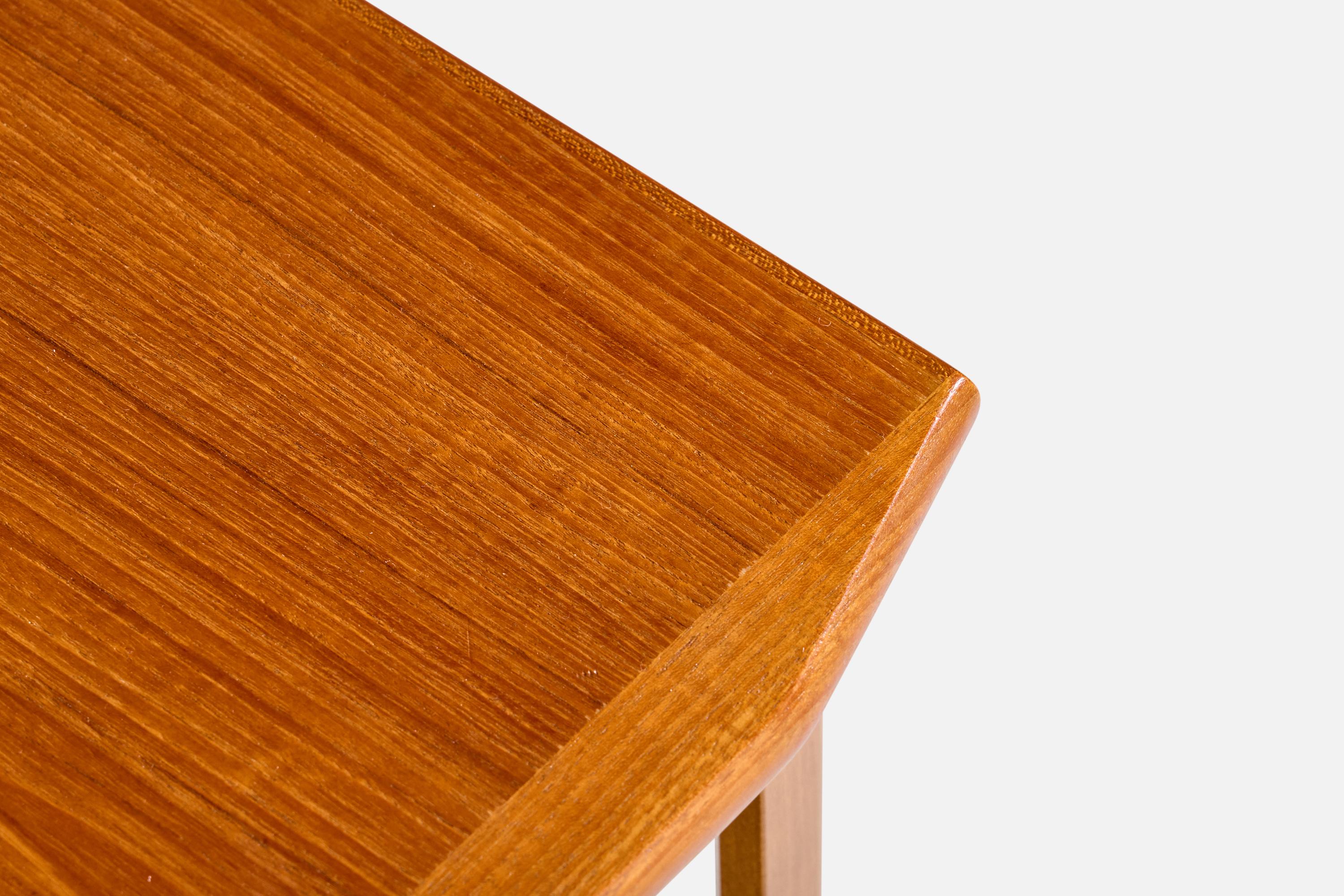 Schwedischer Designer, Nähtisch, Teakholz, Schilf, Schweden, 1950er Jahre im Angebot 2