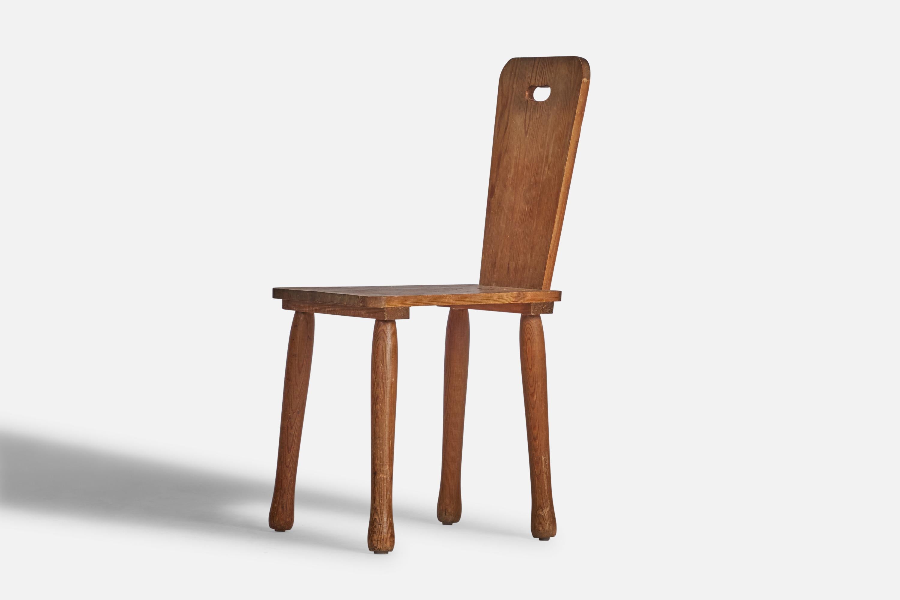 Scandinavian Modern Swedish Designer, Side Chair, Pine, Sweden, 1940s For Sale
