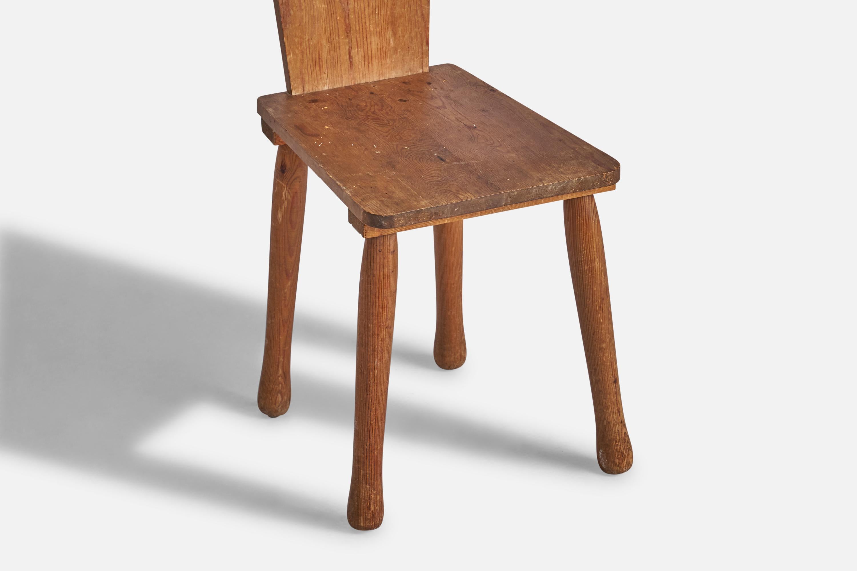 Mid-20th Century Swedish Designer, Side Chair, Pine, Sweden, 1940s For Sale