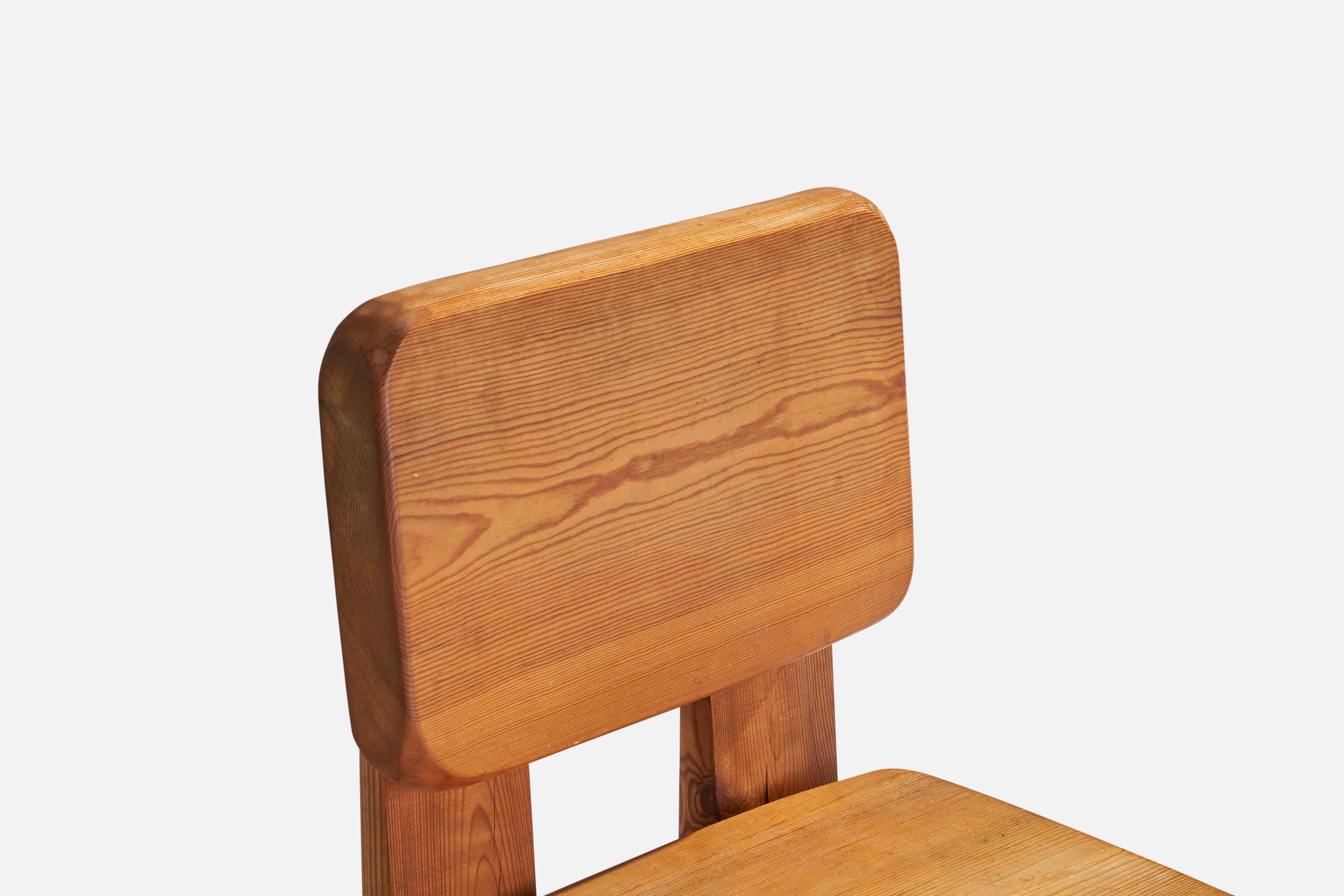 Designer suédois, chaise d'appoint, pin, Suède, années 1950 en vente 2