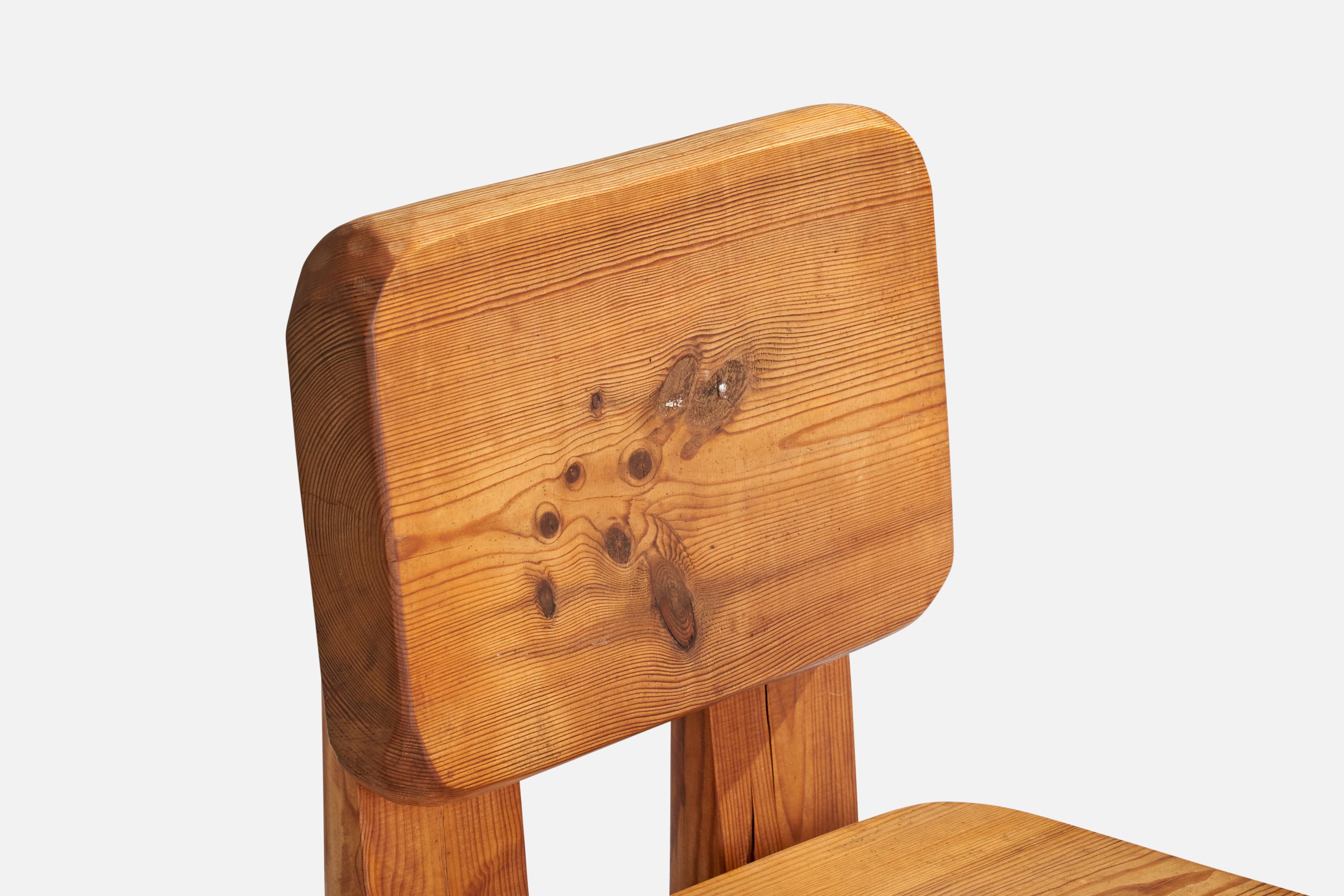 Designer suédois, chaise d'appoint, pin, Suède, années 1950 en vente 3
