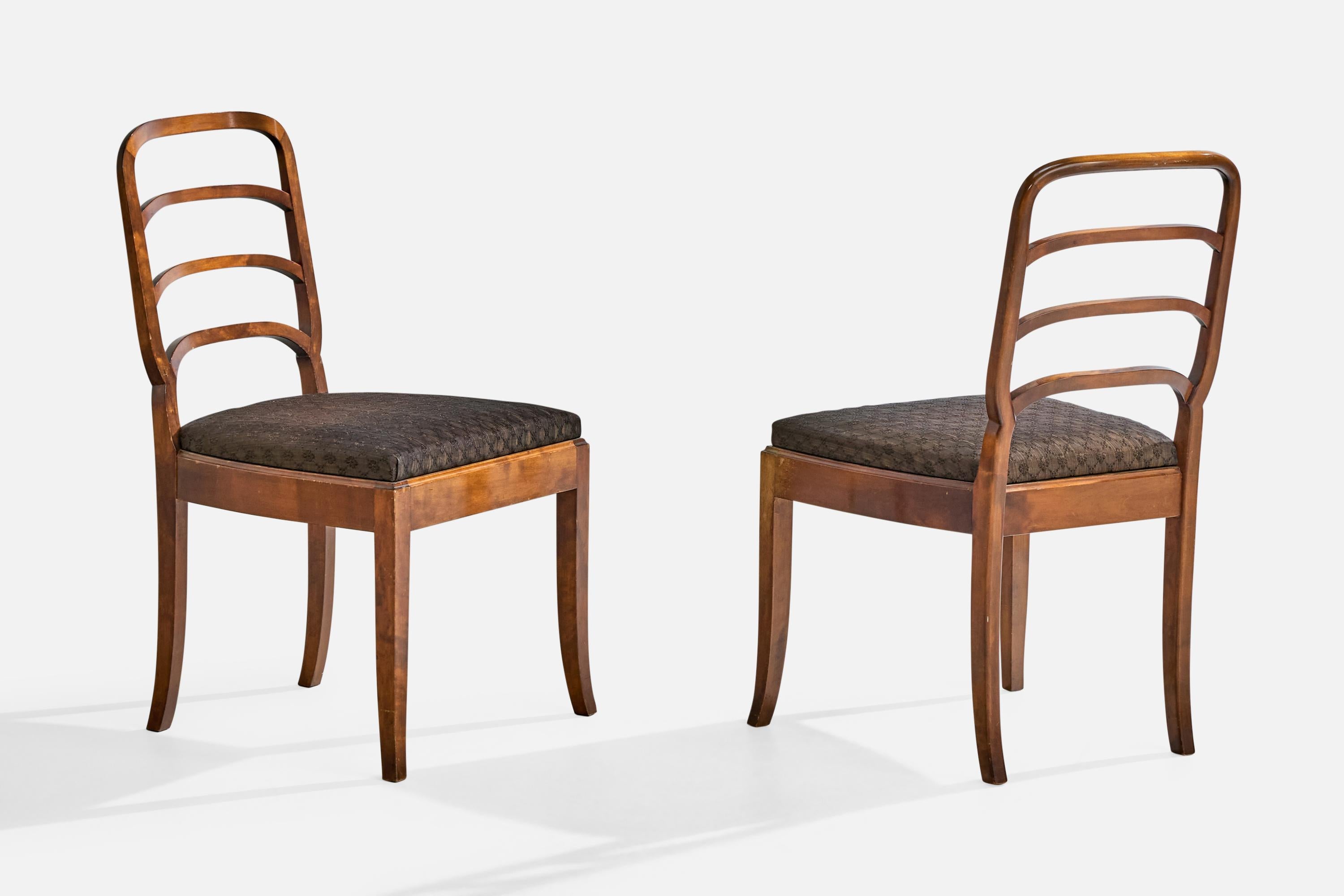Svedese Designer svedese, sedie laterali, betulla, tessuto, Svezia, anni '20 in vendita