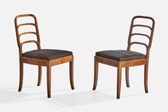Schwedischer Designer, Beistellstühle, Birke, Stoff, Schweden, 1920er Jahre
