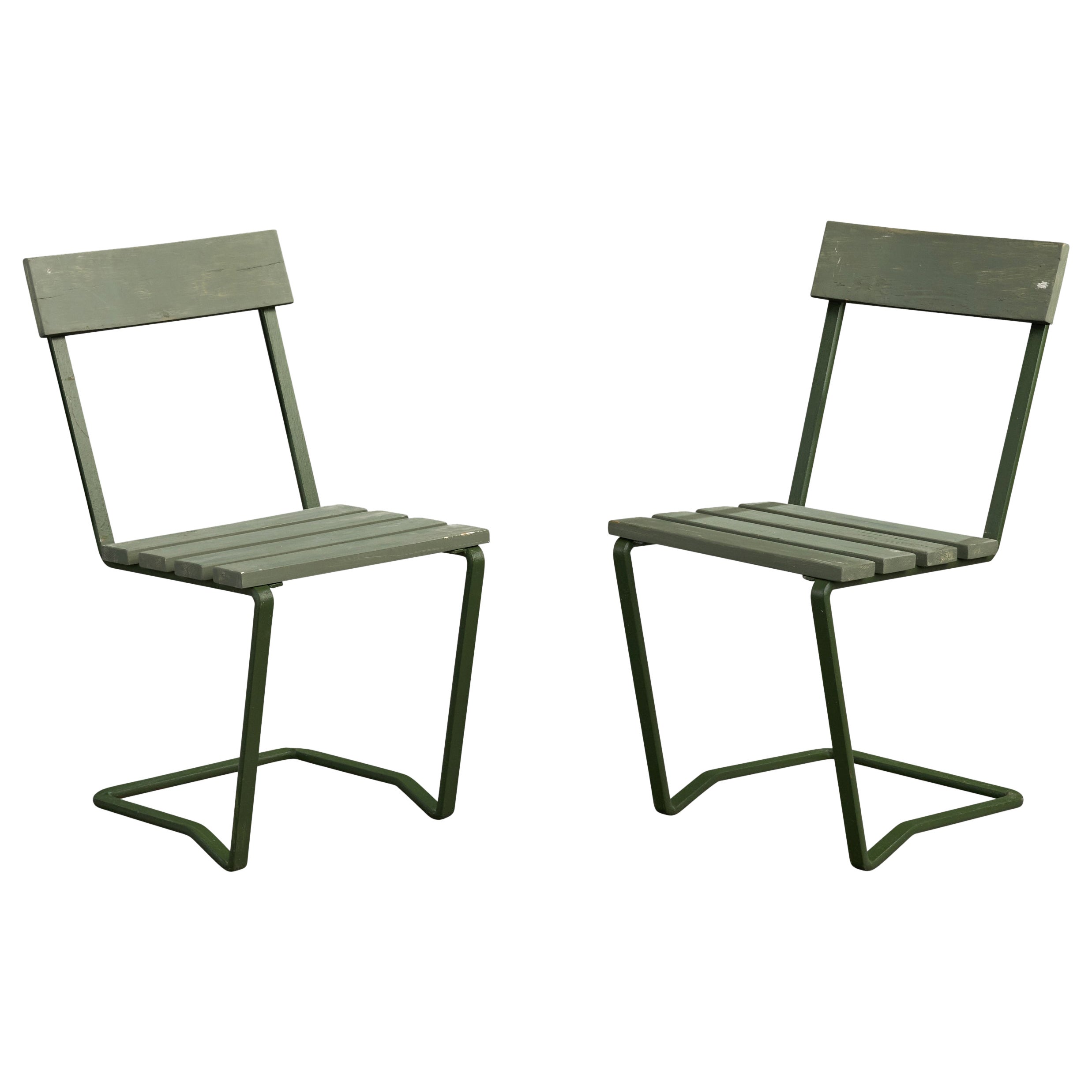Swedish Designer, Side Chairs, Iron, Wood, Sweden, 1930s