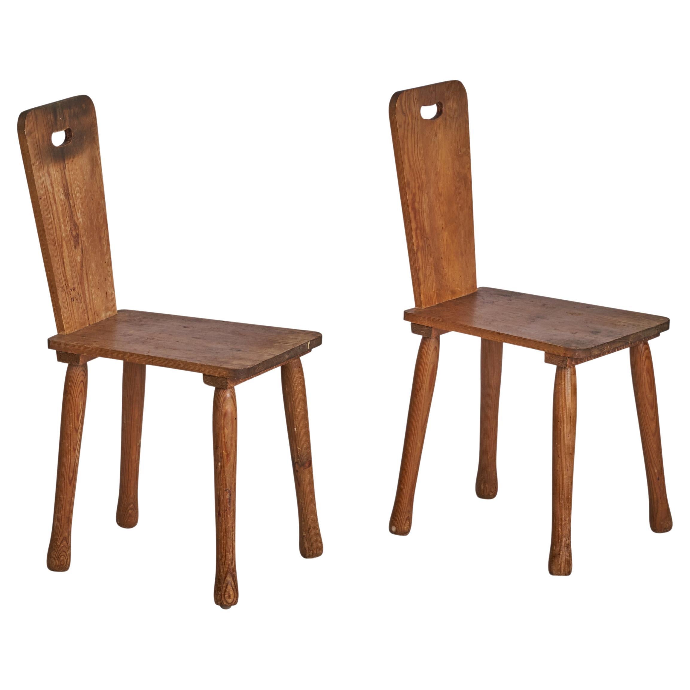 Swedish Designer, Side Chairs, Pine, Sweden, 1940s For Sale