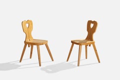 Swedish Designer, Side Chairs, Pine, Sweden, 1977