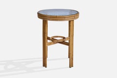 Swedish Designer, Side Table, Bamboo, Glass, Sweden, 1960s