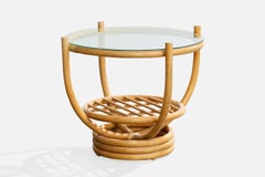 Swedish Designer, Side Table, Bamboo, Glass, Sweden, 1960s