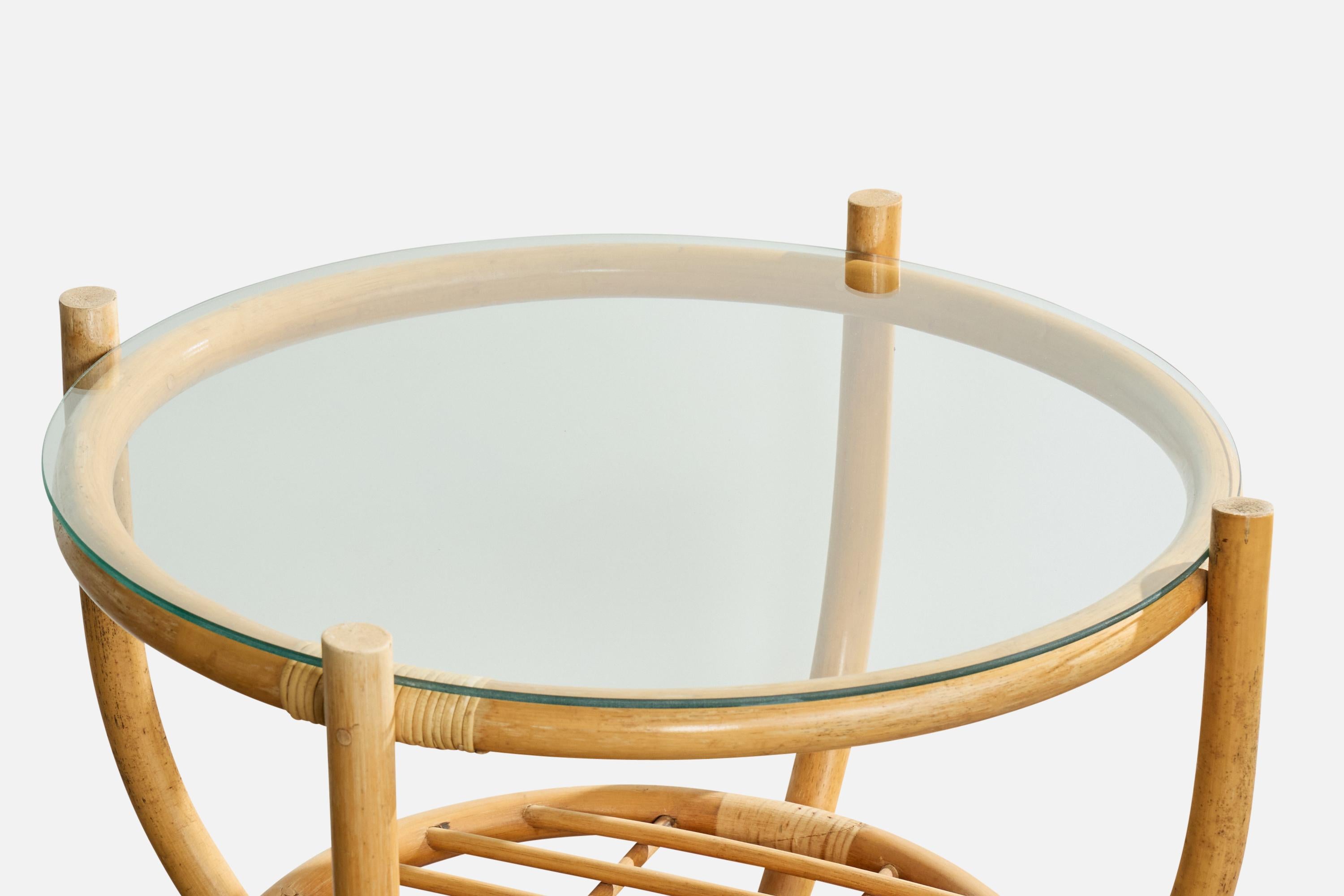 Swedish Designer, Side Table, Bamboo, Glass, Sweden, 1960s État moyen - En vente à High Point, NC