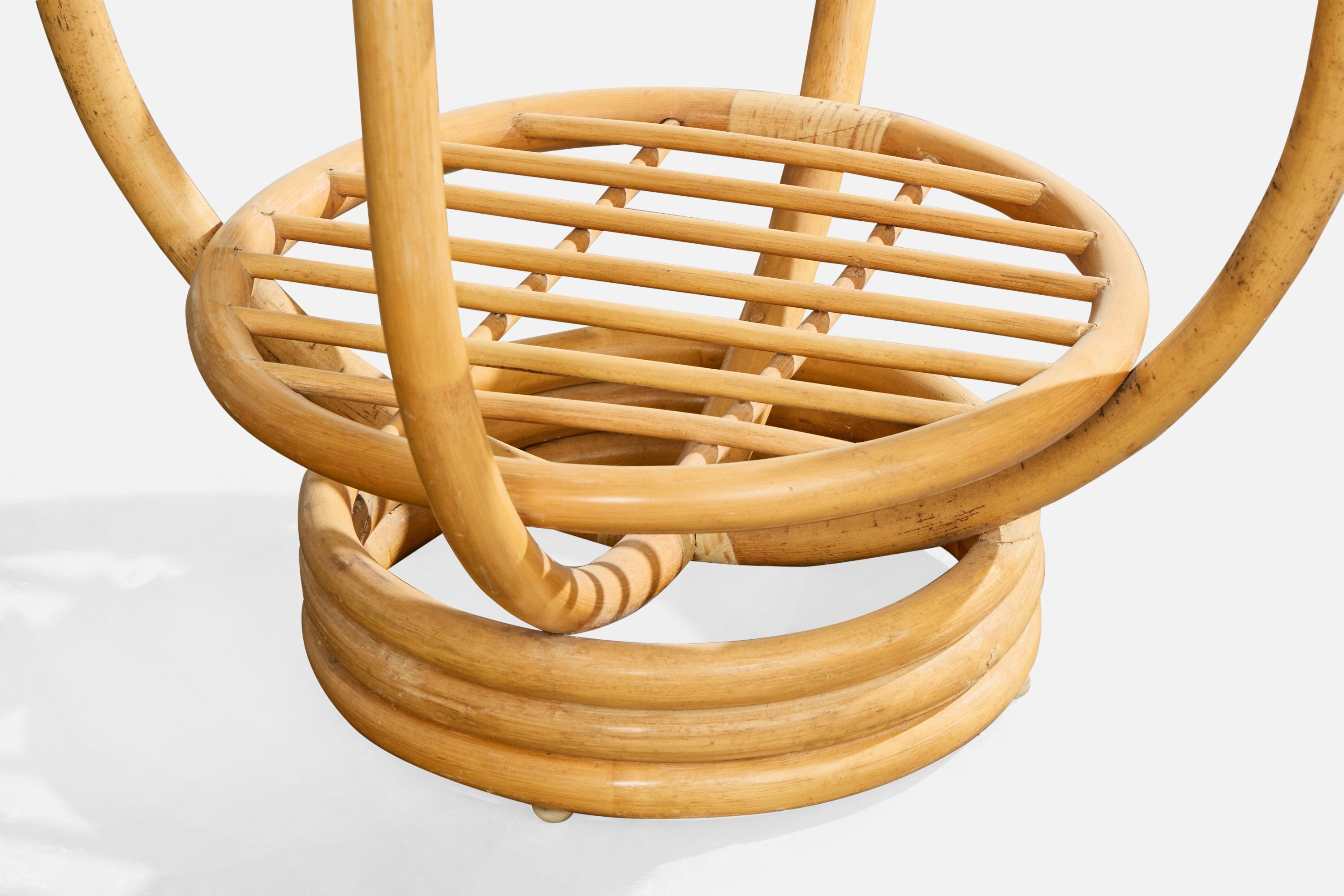 Bambou Swedish Designer, Side Table, Bamboo, Glass, Sweden, 1960s en vente