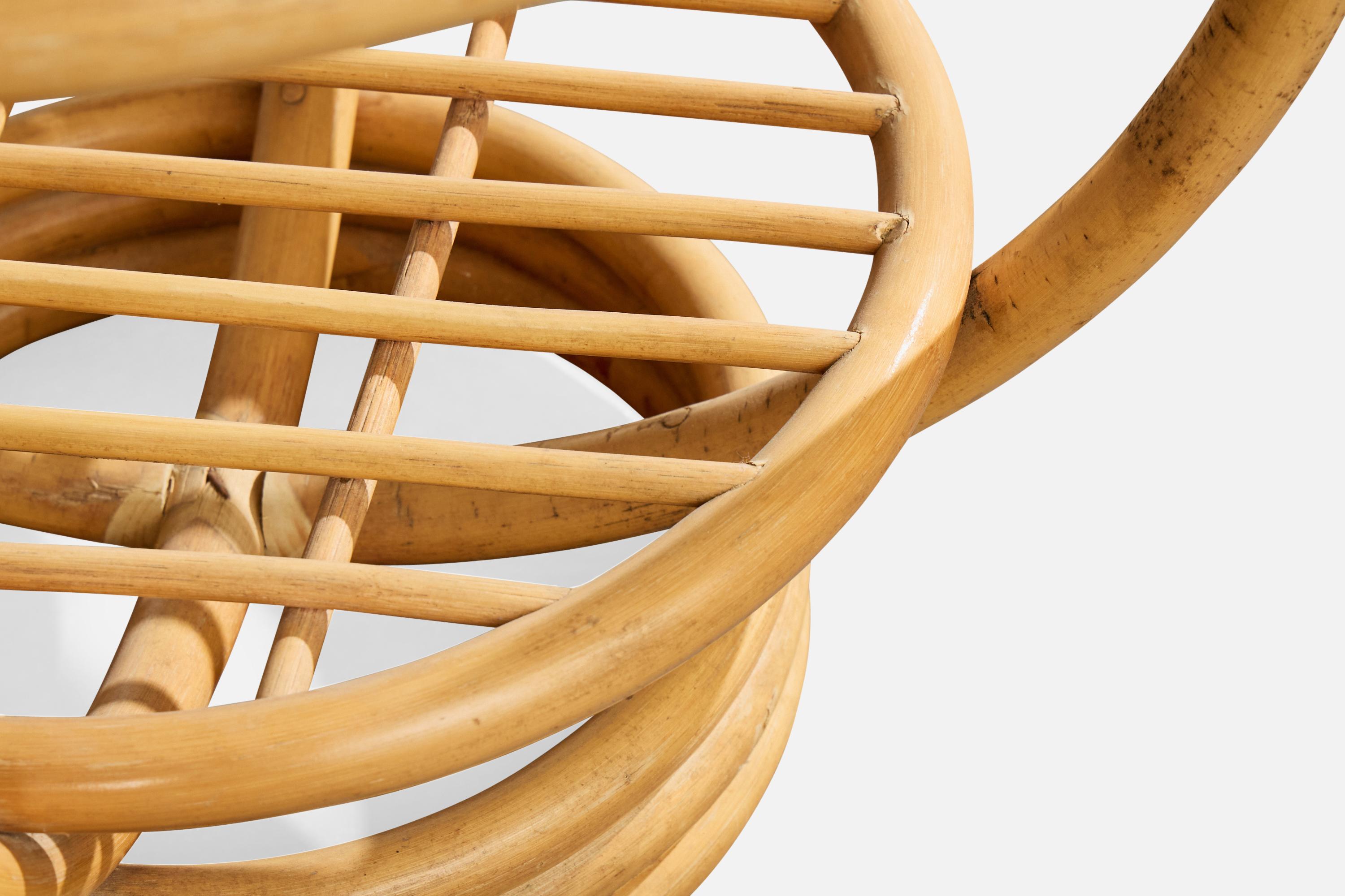 Swedish Designer, Side Table, Bamboo, Glass, Sweden, 1960s en vente 2