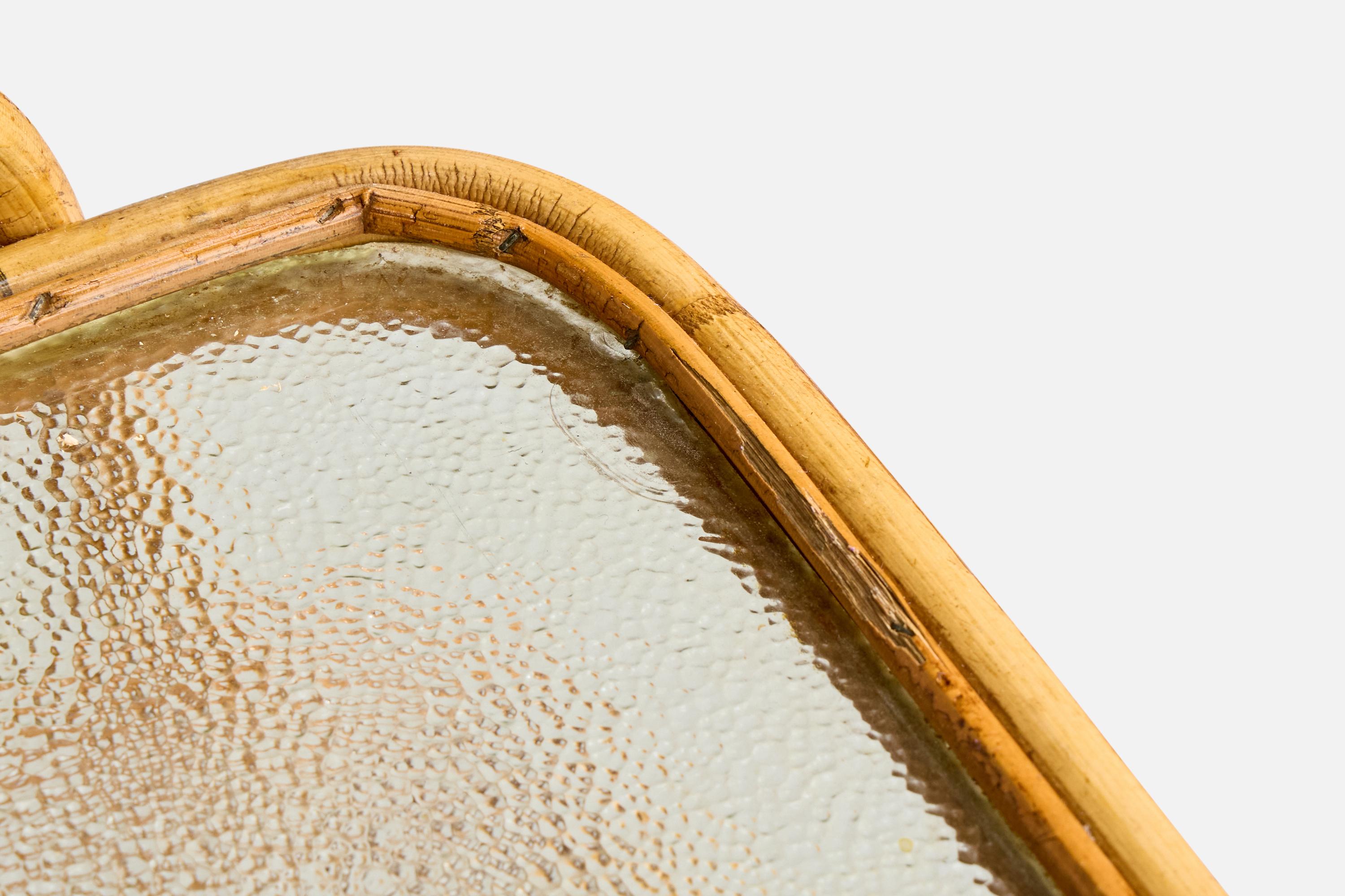Swedish Designer, Side Table, Bamboo, Rattan, Glass, Sweden, 1950s en vente 3