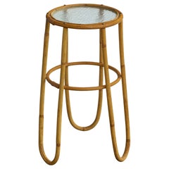 Swedish Designer, Side Table, Bamboo, Rattan, Glass, Sweden, 1950s