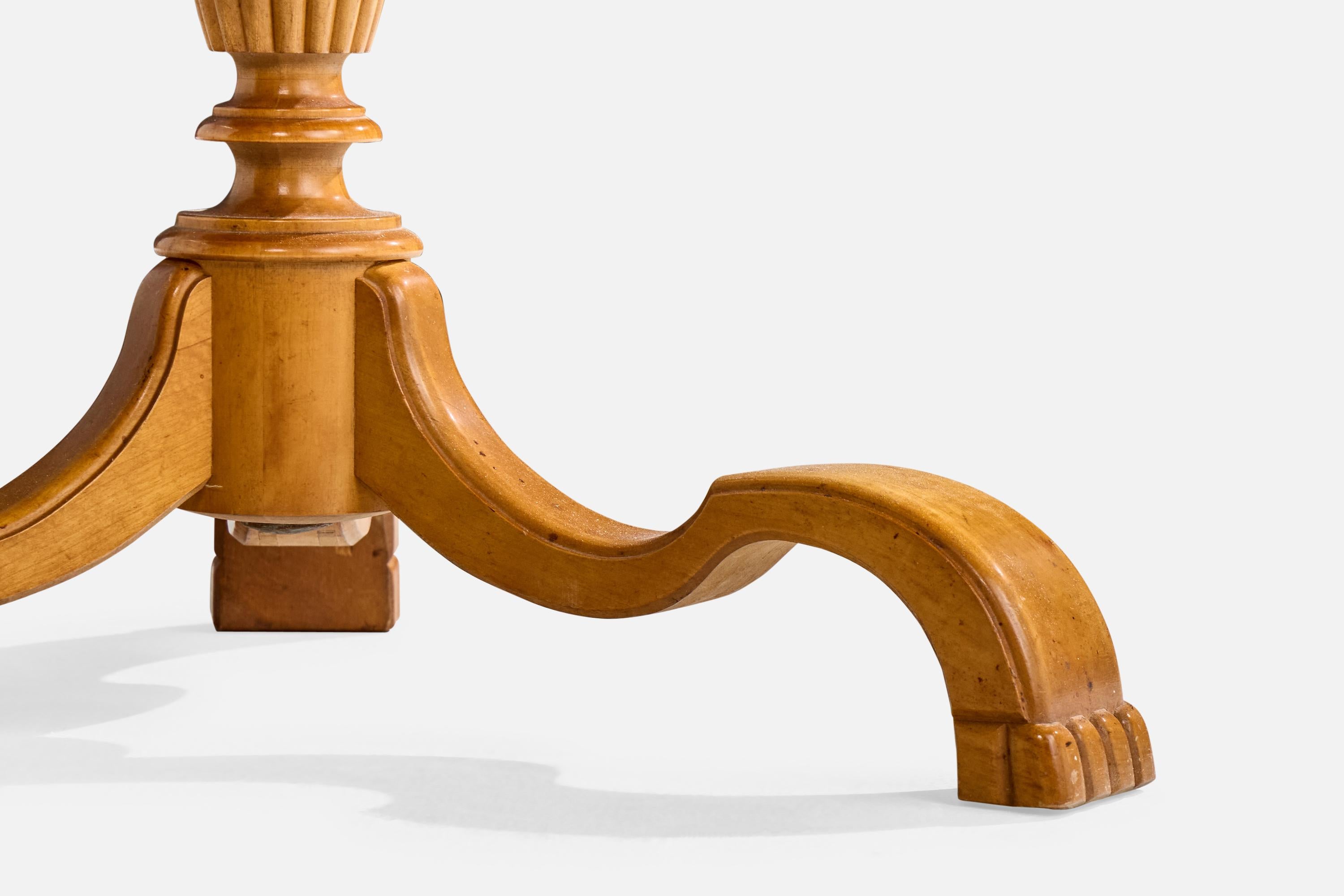 Designer suédois, table d'appoint, bouleau, loupe, Suède, années 1930 en vente 4