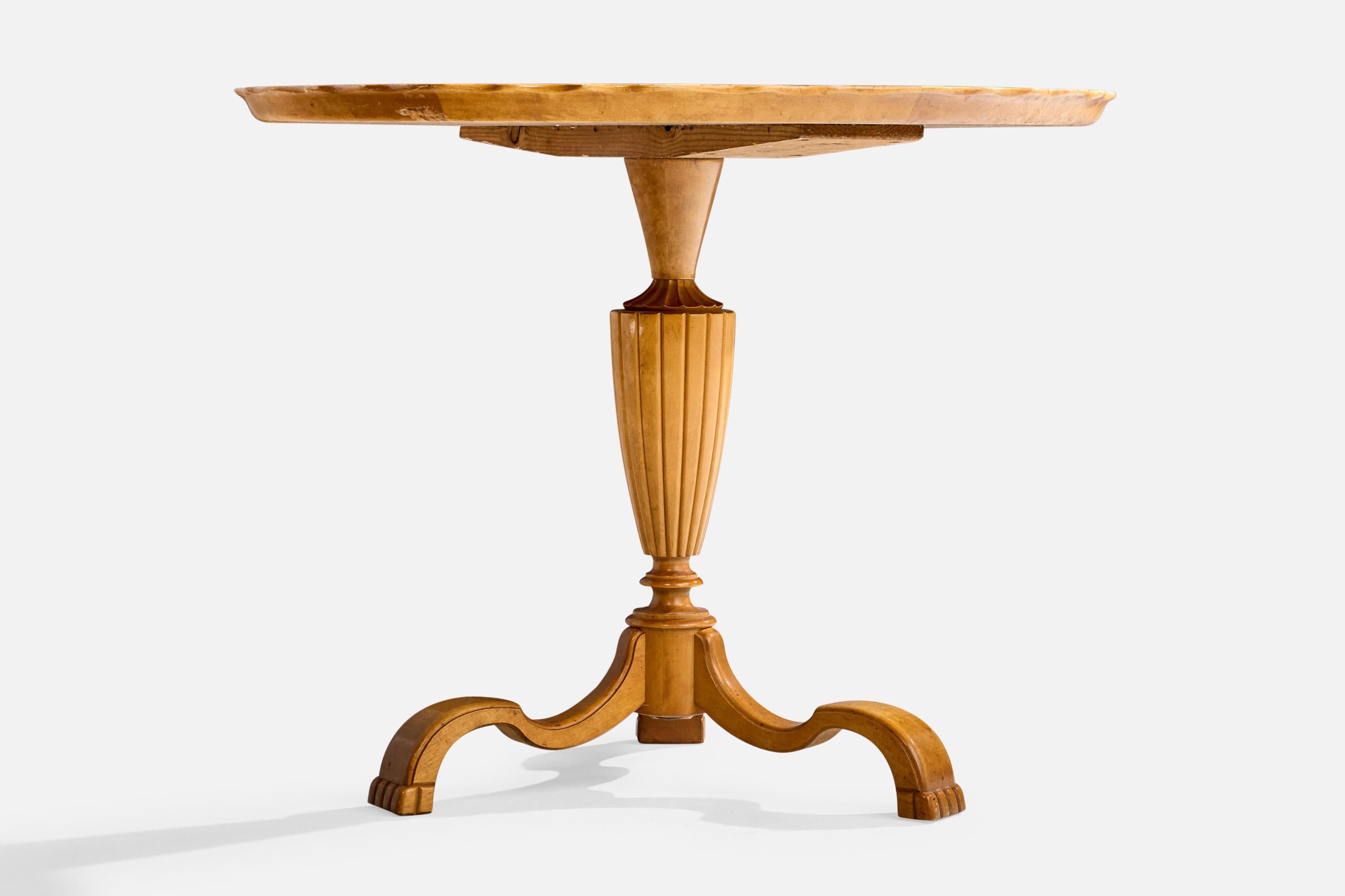 Suédois Designer suédois, table d'appoint, bouleau, loupe, Suède, années 1930 en vente