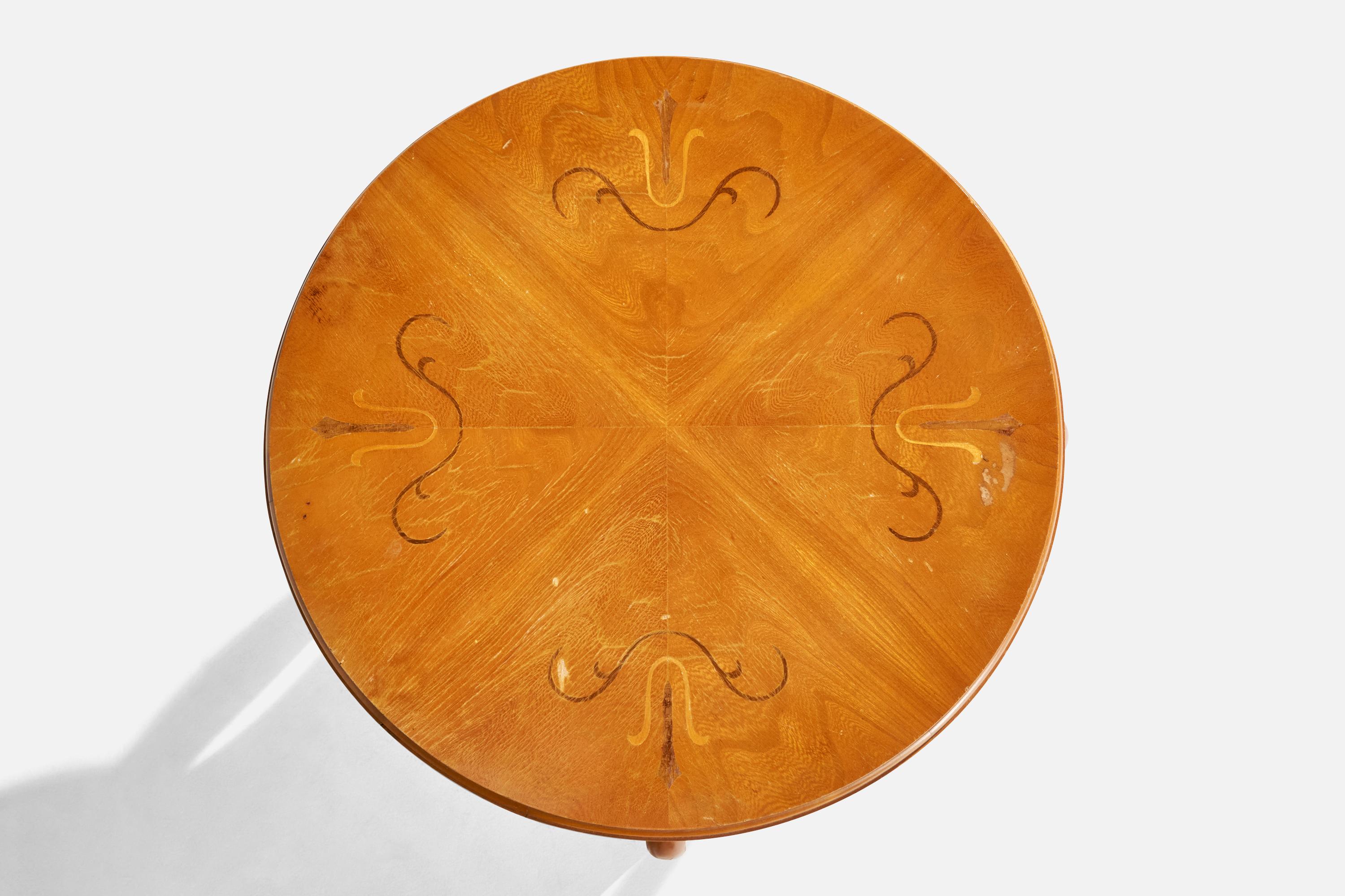 Schwedischer Designer, Beistelltisch, Birke, Ulme, Schweden, 1930er Jahre im Angebot 6