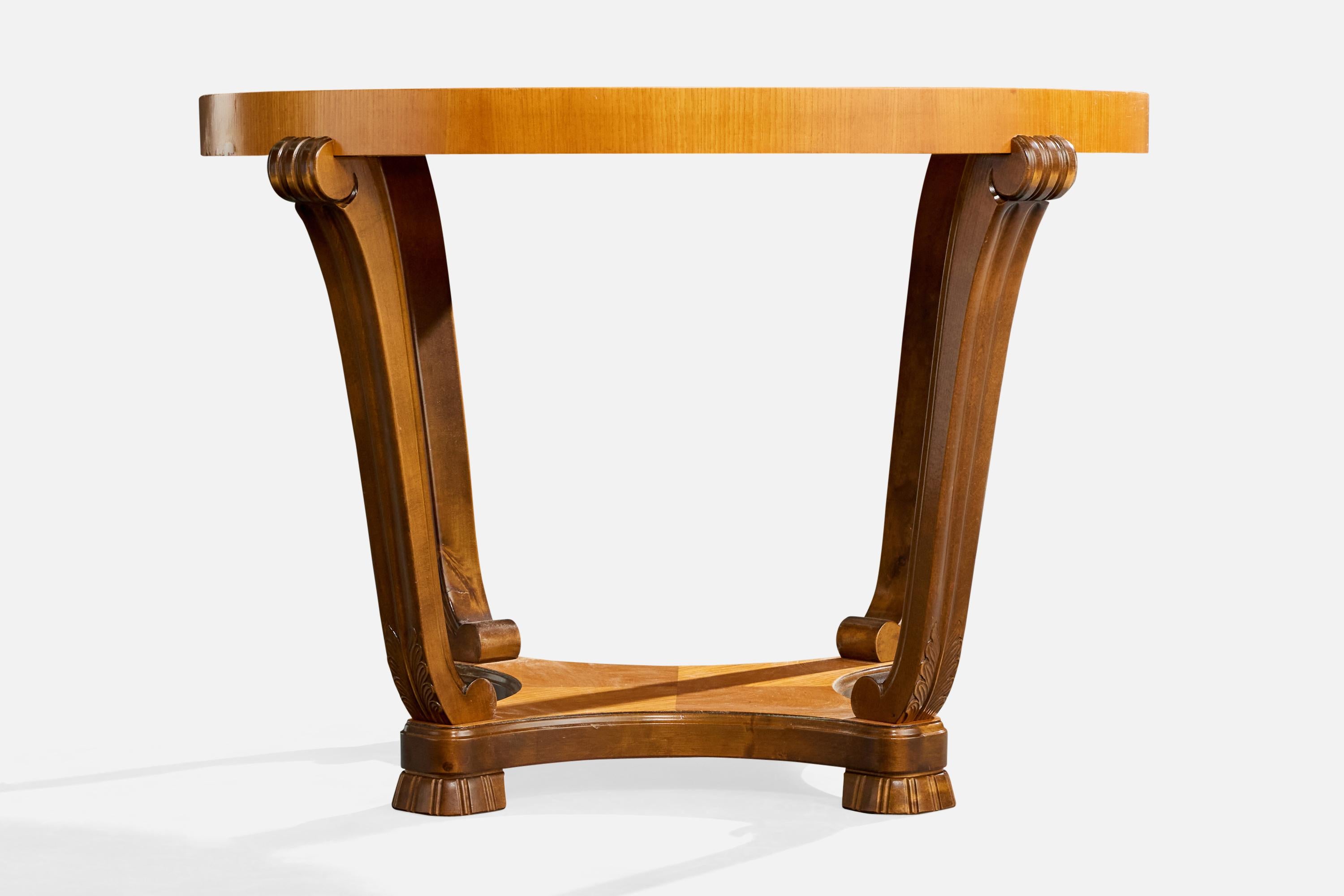 Svedese Tavolino di design svedese, betulla, olmo, Svezia, anni '30 in vendita