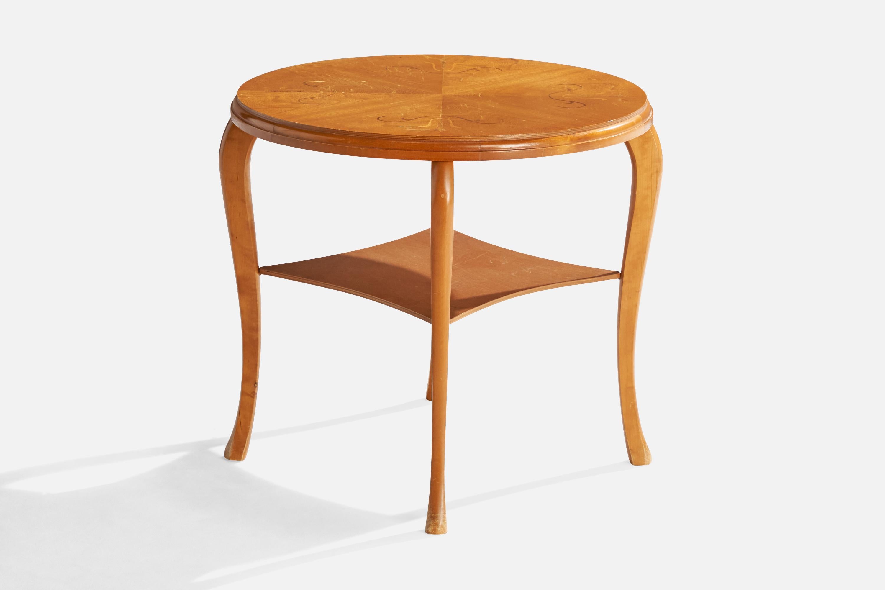 Schwedischer Designer, Beistelltisch, Birke, Ulme, Schweden, 1930er Jahre (Mitte des 20. Jahrhunderts) im Angebot
