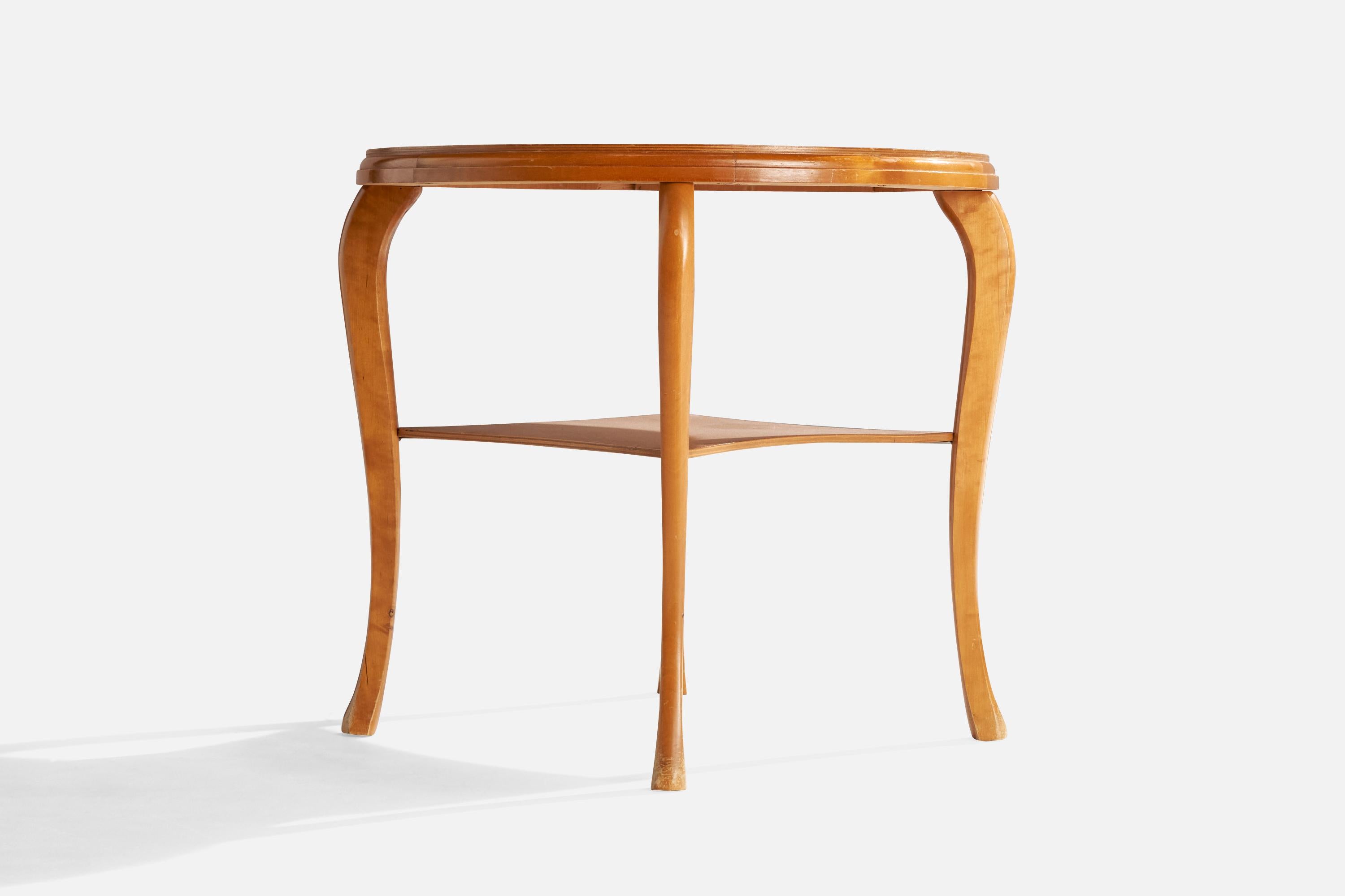Schwedischer Designer, Beistelltisch, Birke, Ulme, Schweden, 1930er Jahre im Angebot 1