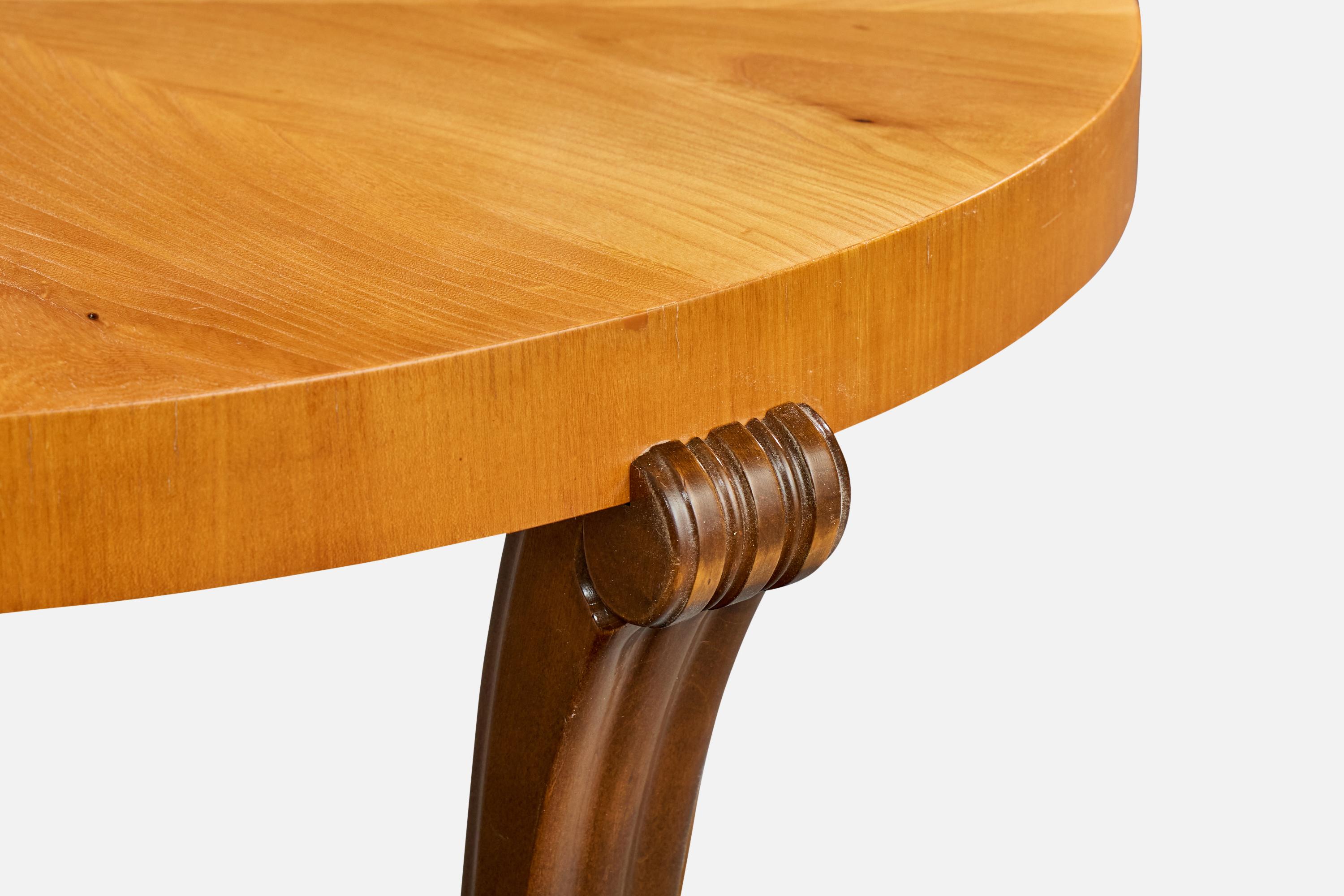 Betulla Tavolino di design svedese, betulla, olmo, Svezia, anni '30 in vendita