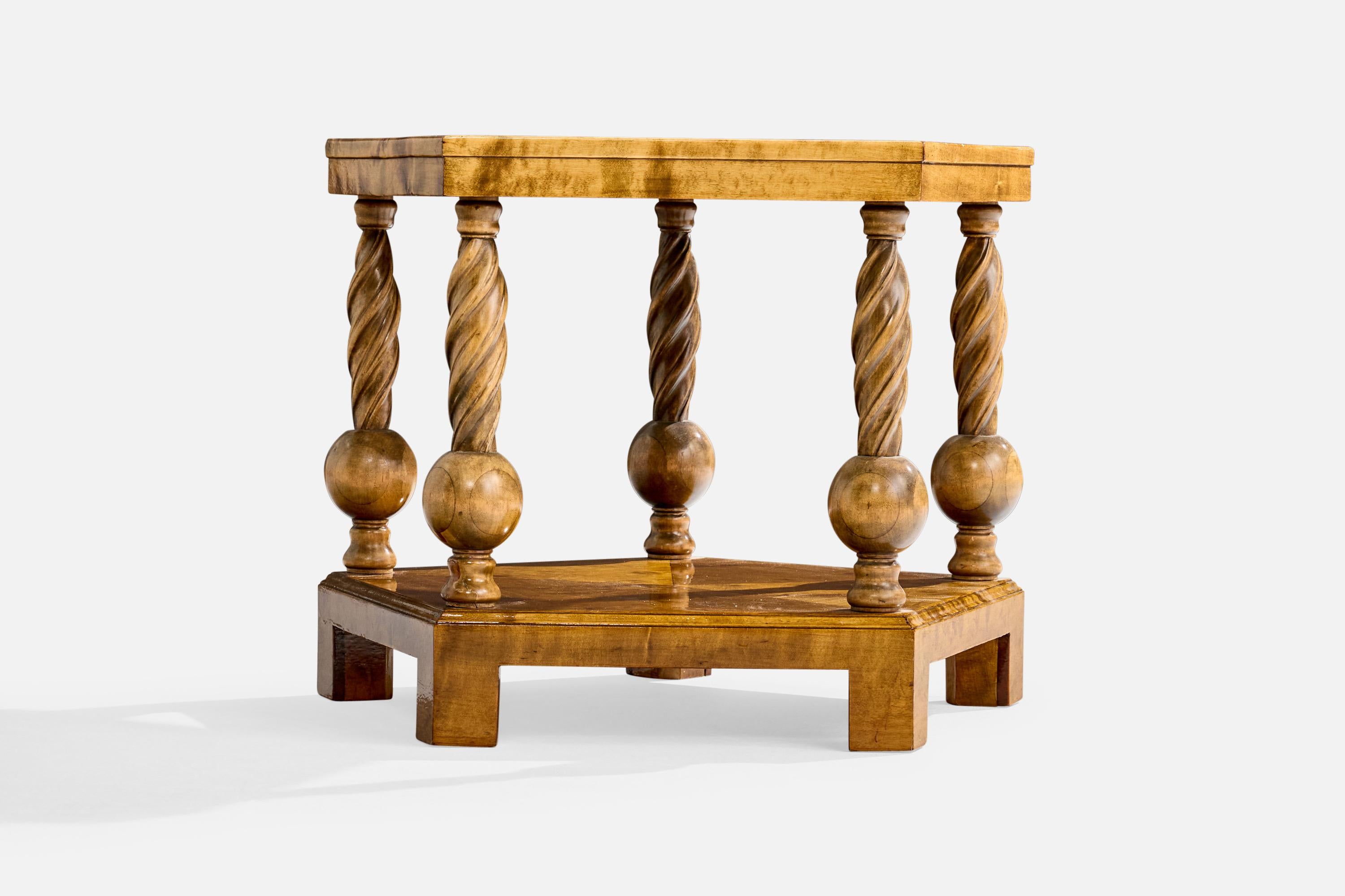Swedish Designer, Side Table, Birch, Marble, Sweden, 1930s In Good Condition For Sale In High Point, NC