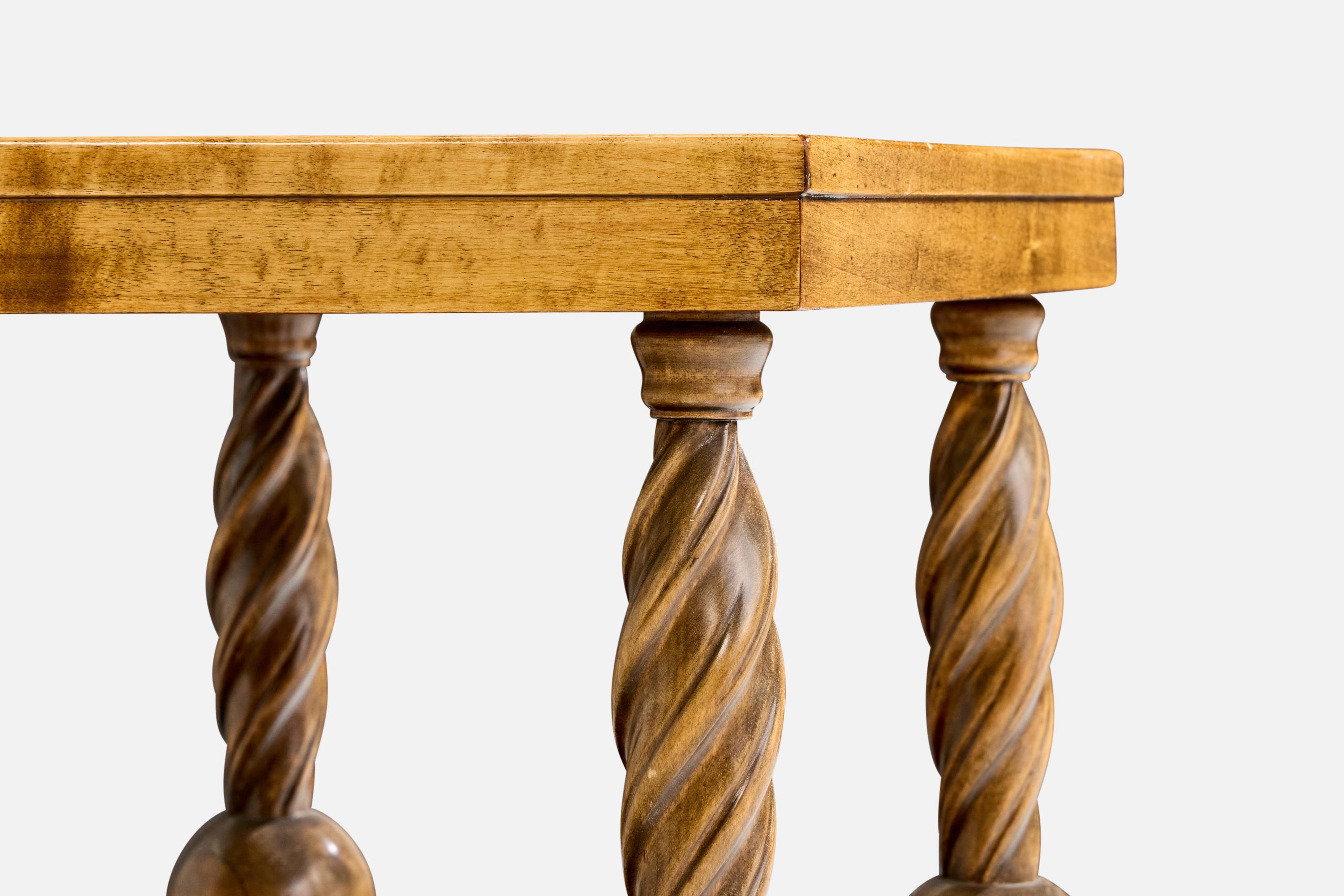 Mid-20th Century Swedish Designer, Side Table, Birch, Marble, Sweden, 1930s For Sale