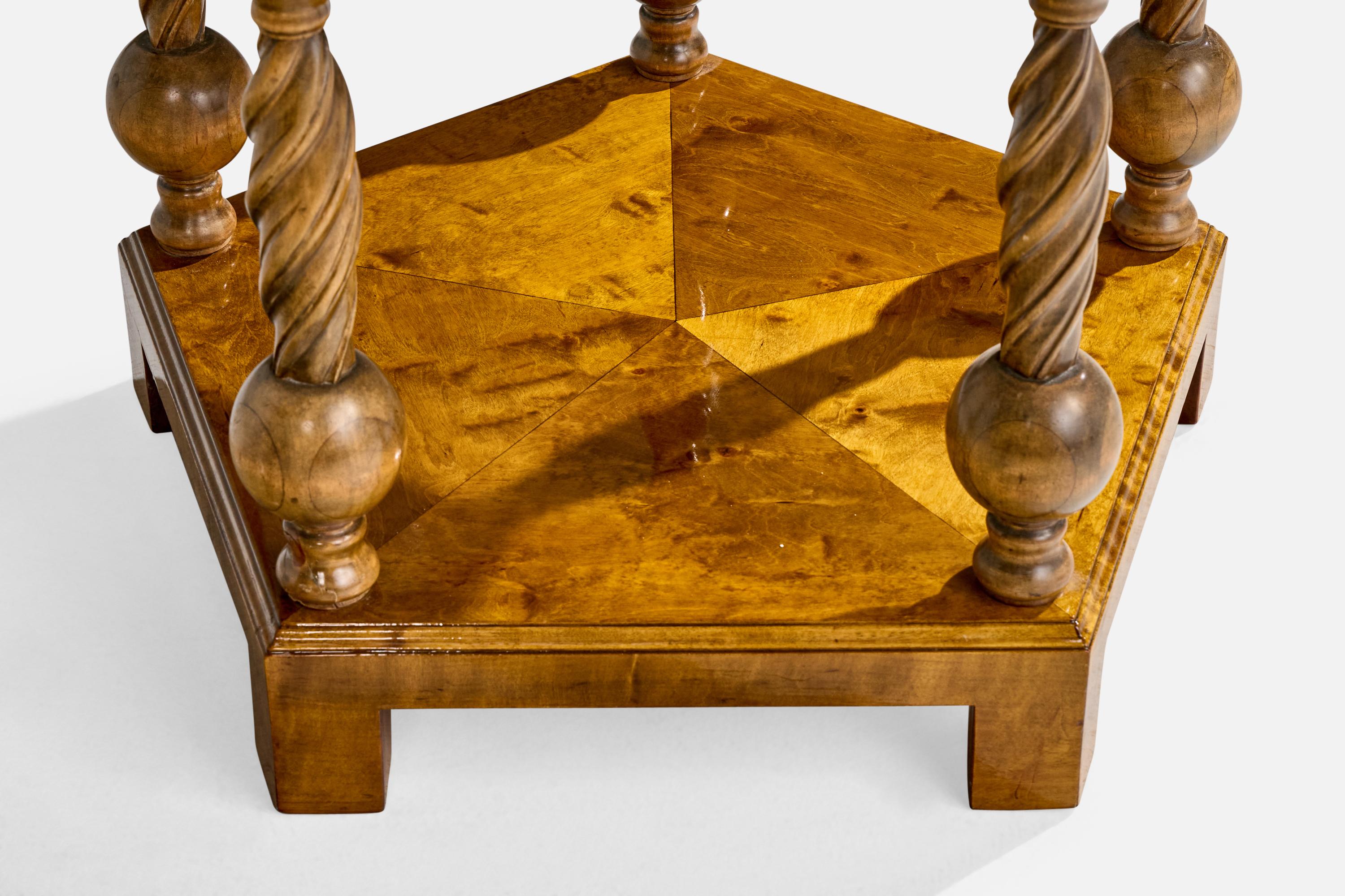 Swedish Designer, Side Table, Birch, Marble, Sweden, 1930s For Sale 3