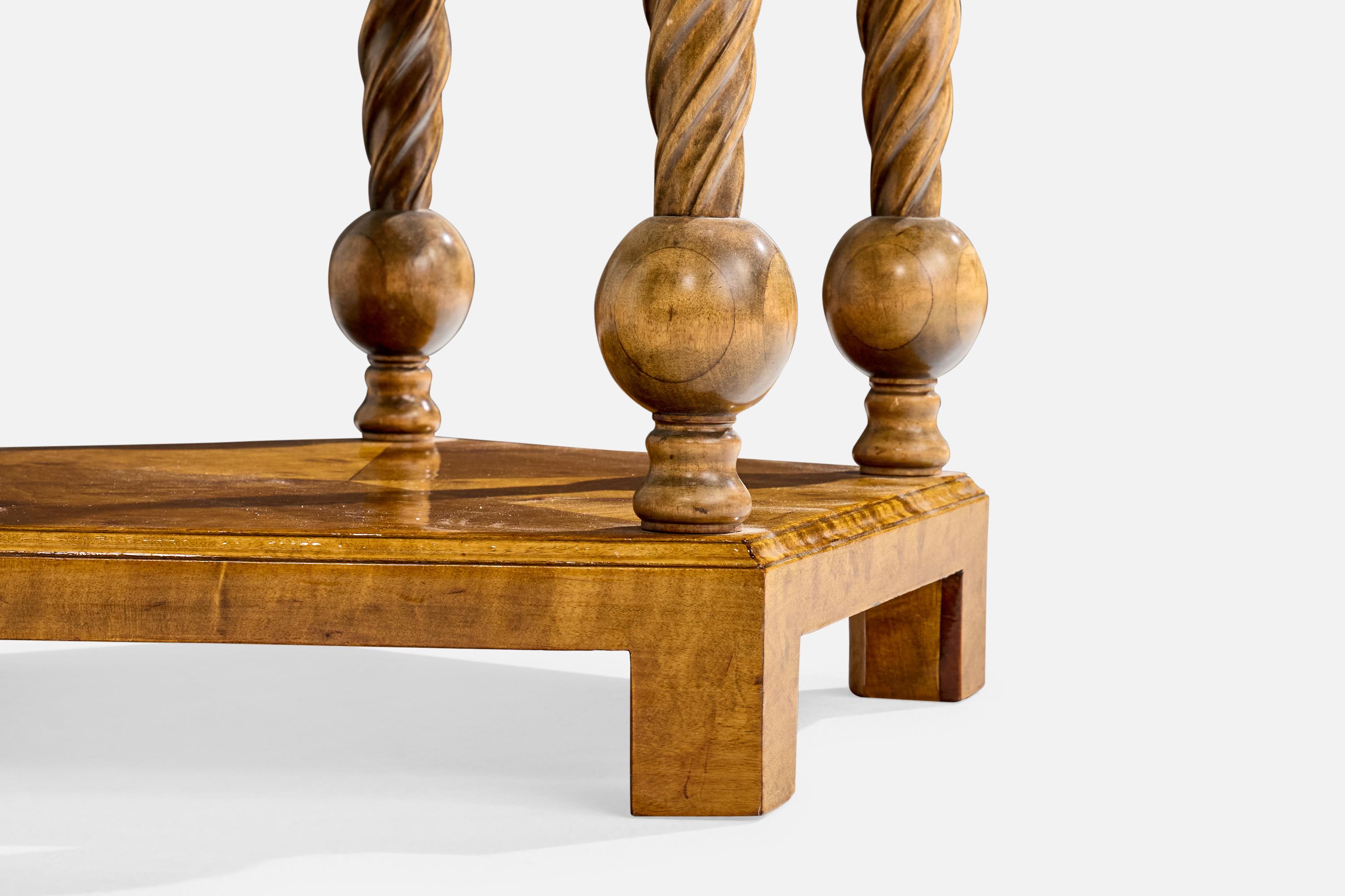 Swedish Designer, Side Table, Birch, Marble, Sweden, 1930s For Sale 4