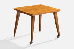 Schwedischer Designer, Beistelltisch, Birke, Teakholz, Messing, Schweden, 1950er Jahre