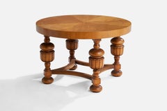 Swedish Designer, Side Table, Elm, Birch, Sweden, 1930s