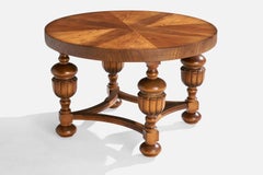Schwedischer Designer, Beistelltisch, Ulme, Birke, Schweden, 1930er Jahre