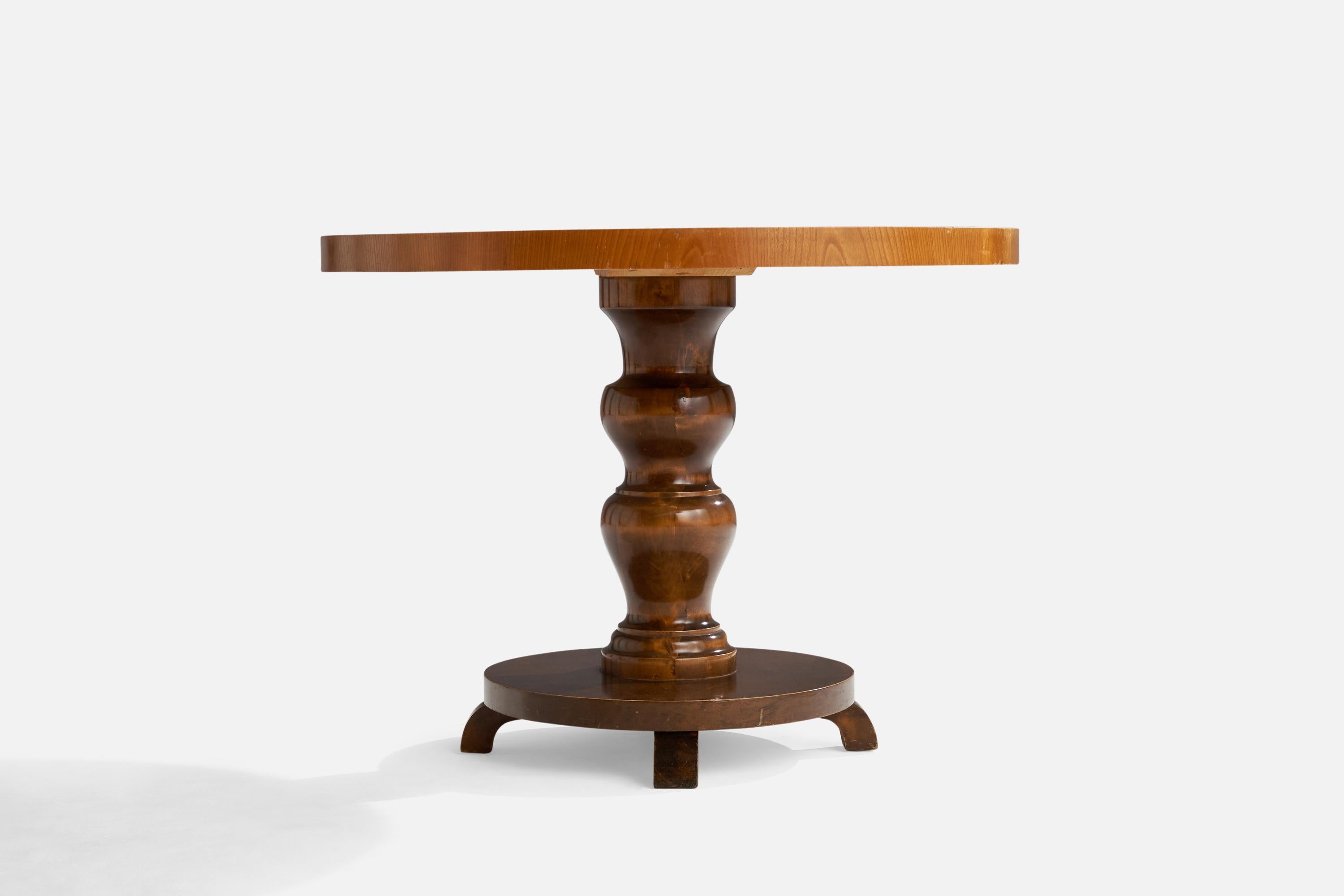 Scandinavian Modern Swedish Designer, Side Table, Elm, Birch, Sweden, 1930s For Sale