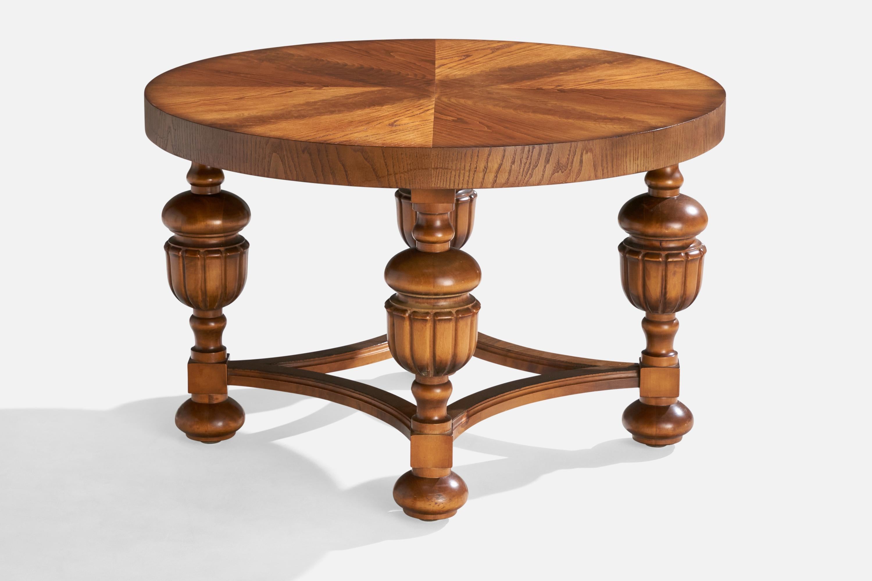 Schwedischer Designer, Beistelltisch, Ulme, Birke, Schweden, 1930er Jahre (Skandinavische Moderne) im Angebot
