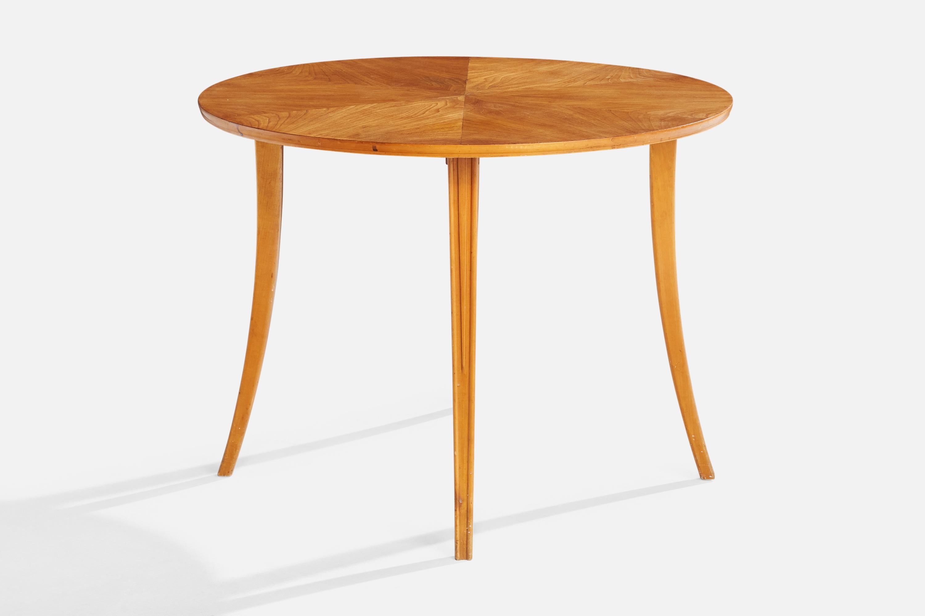 Diseñador sueco, mesa auxiliar, olmo, abedul, Suecia, años 30 en Bueno estado para la venta en High Point, NC
