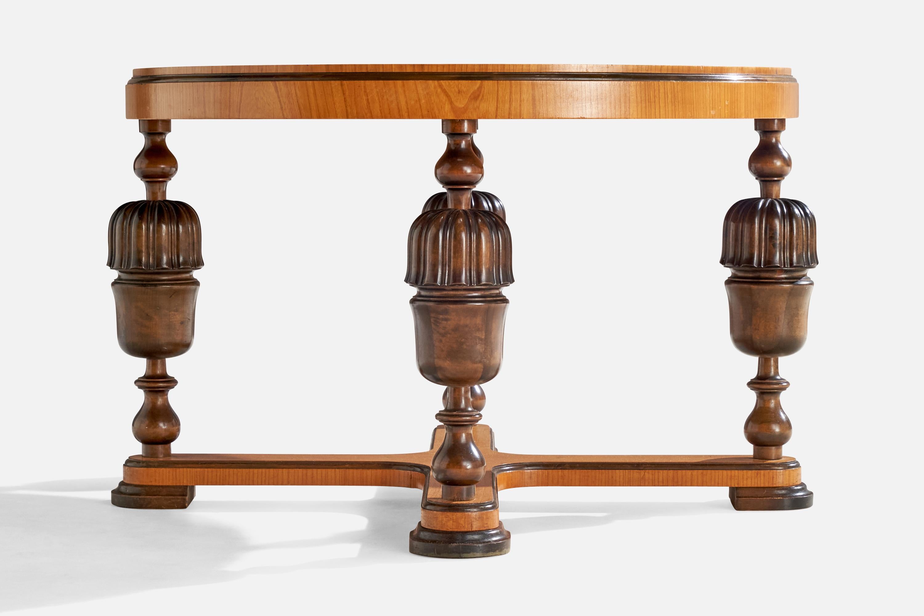 Schwedischer Designer, Beistelltisch, Ulme, Birke, Schweden, 1930er Jahre im Angebot 2