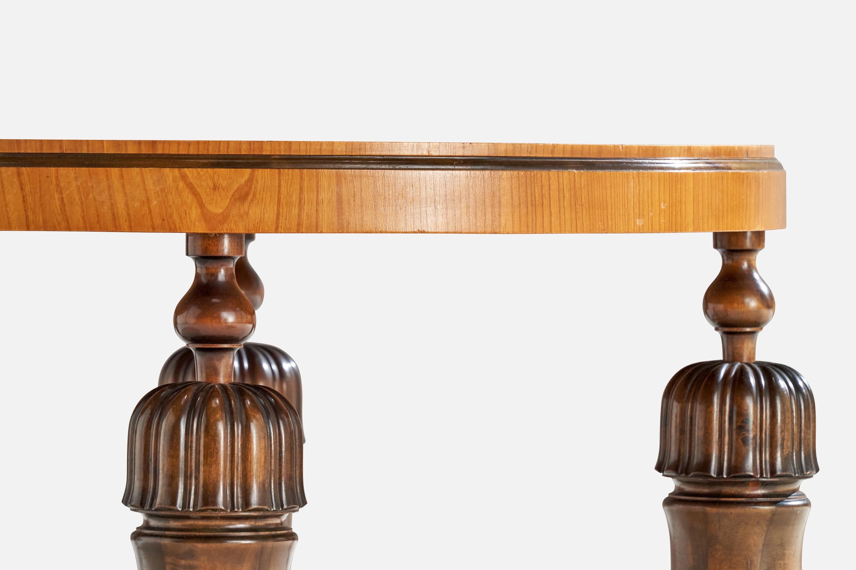 Schwedischer Designer, Beistelltisch, Ulme, Birke, Schweden, 1930er Jahre im Angebot 3