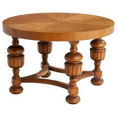 Swedish Designer, Side Table, Elm, Birch, Sweden, 1930s
