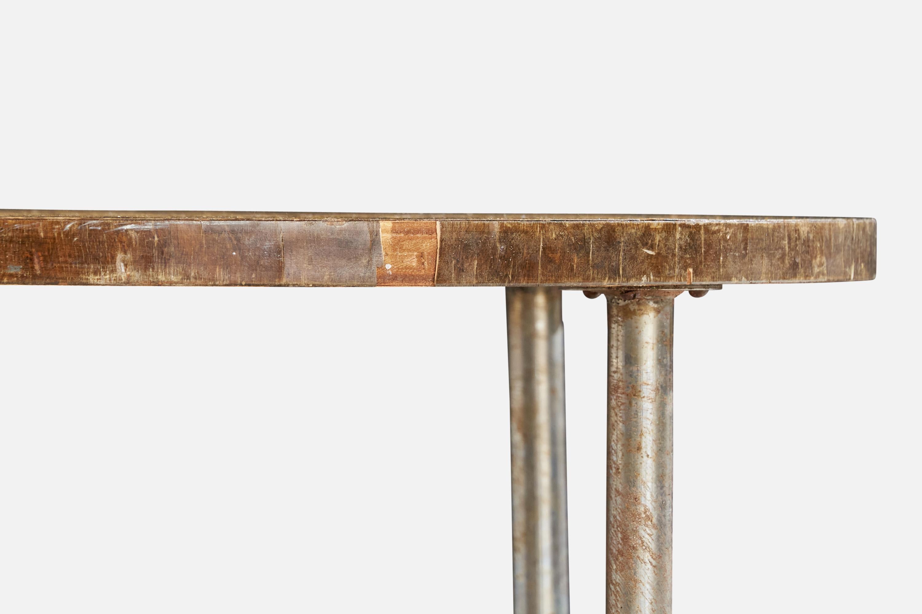 Schwedischer Designer, Beistelltisch, Metall, Holz, Schweden, 1930er Jahre im Angebot 5