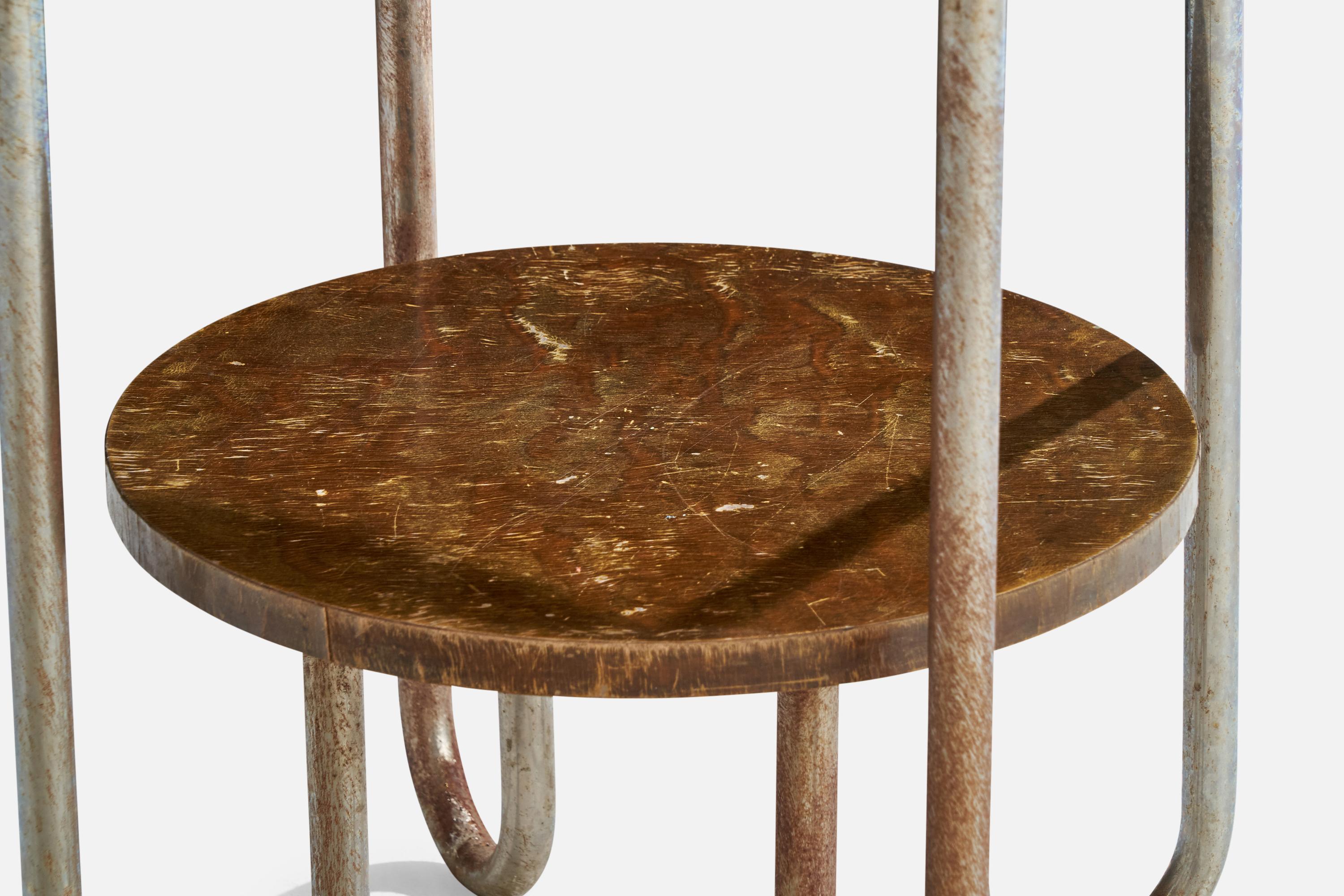 Schwedischer Designer, Beistelltisch, Metall, Holz, Schweden, 1930er Jahre im Angebot 7