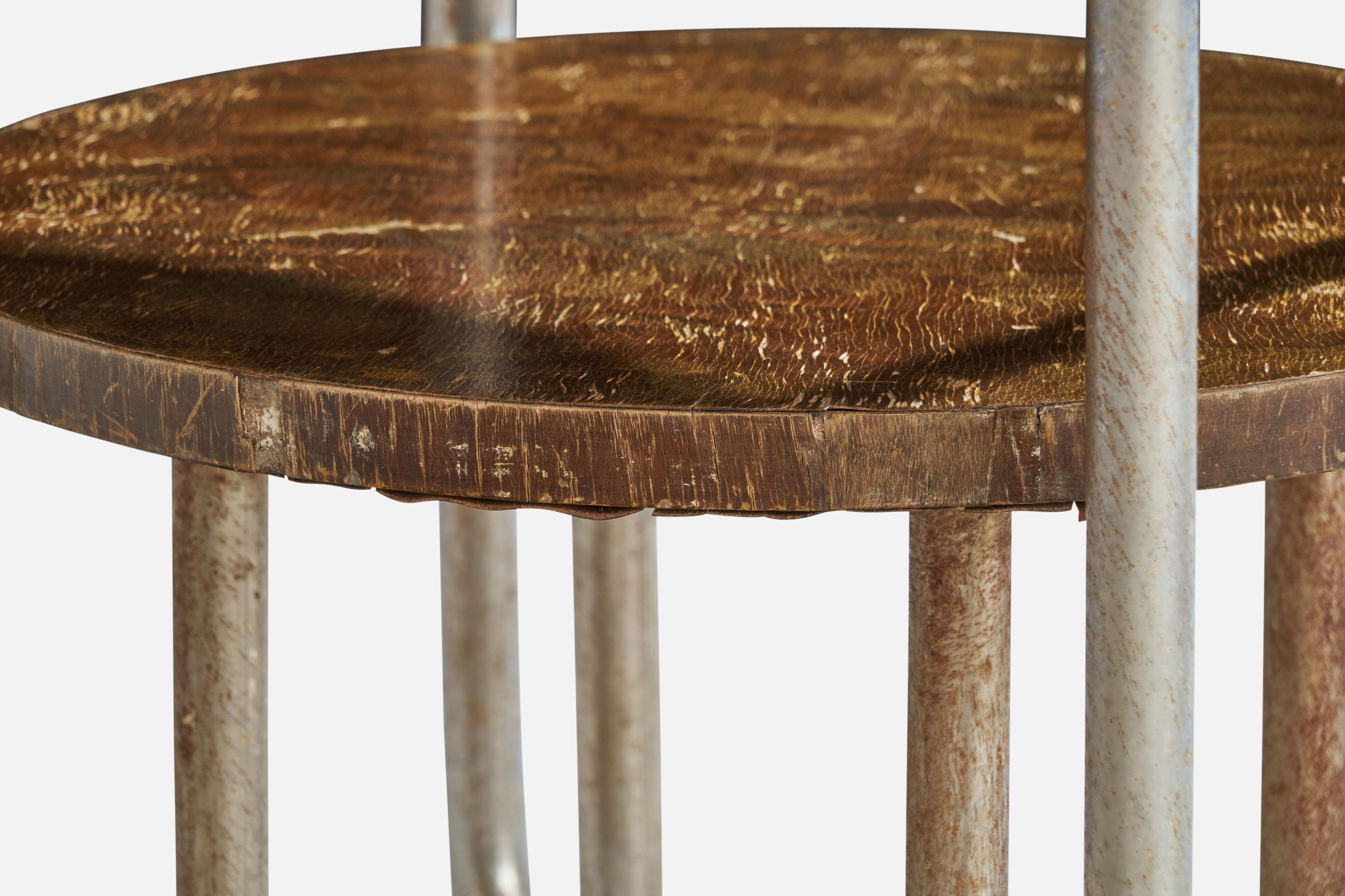 Schwedischer Designer, Beistelltisch, Metall, Holz, Schweden, 1930er Jahre im Angebot 8
