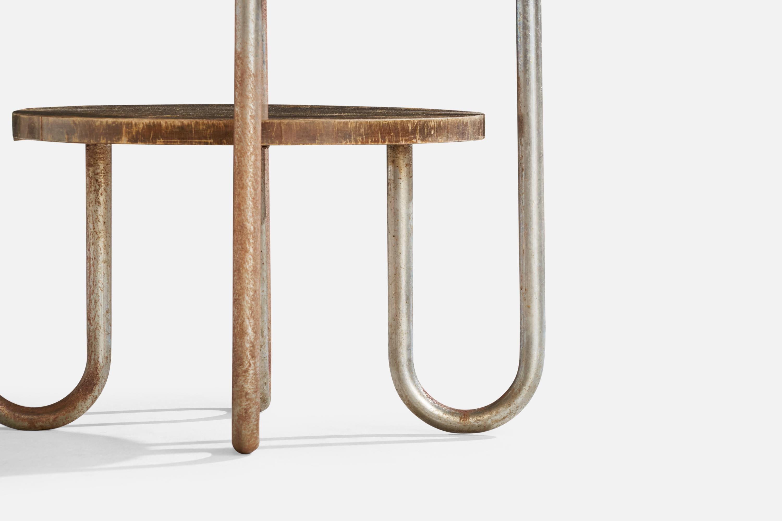 Schwedischer Designer, Beistelltisch, Metall, Holz, Schweden, 1930er Jahre im Angebot 9