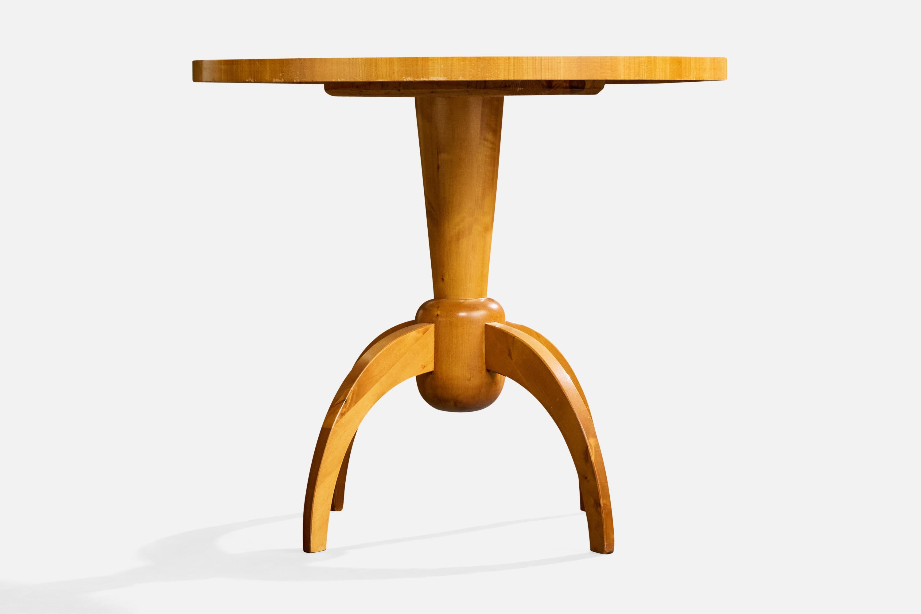 Suédois Swedish Designer, Side Table, Oak, Birch, Sweden, 1950 en vente